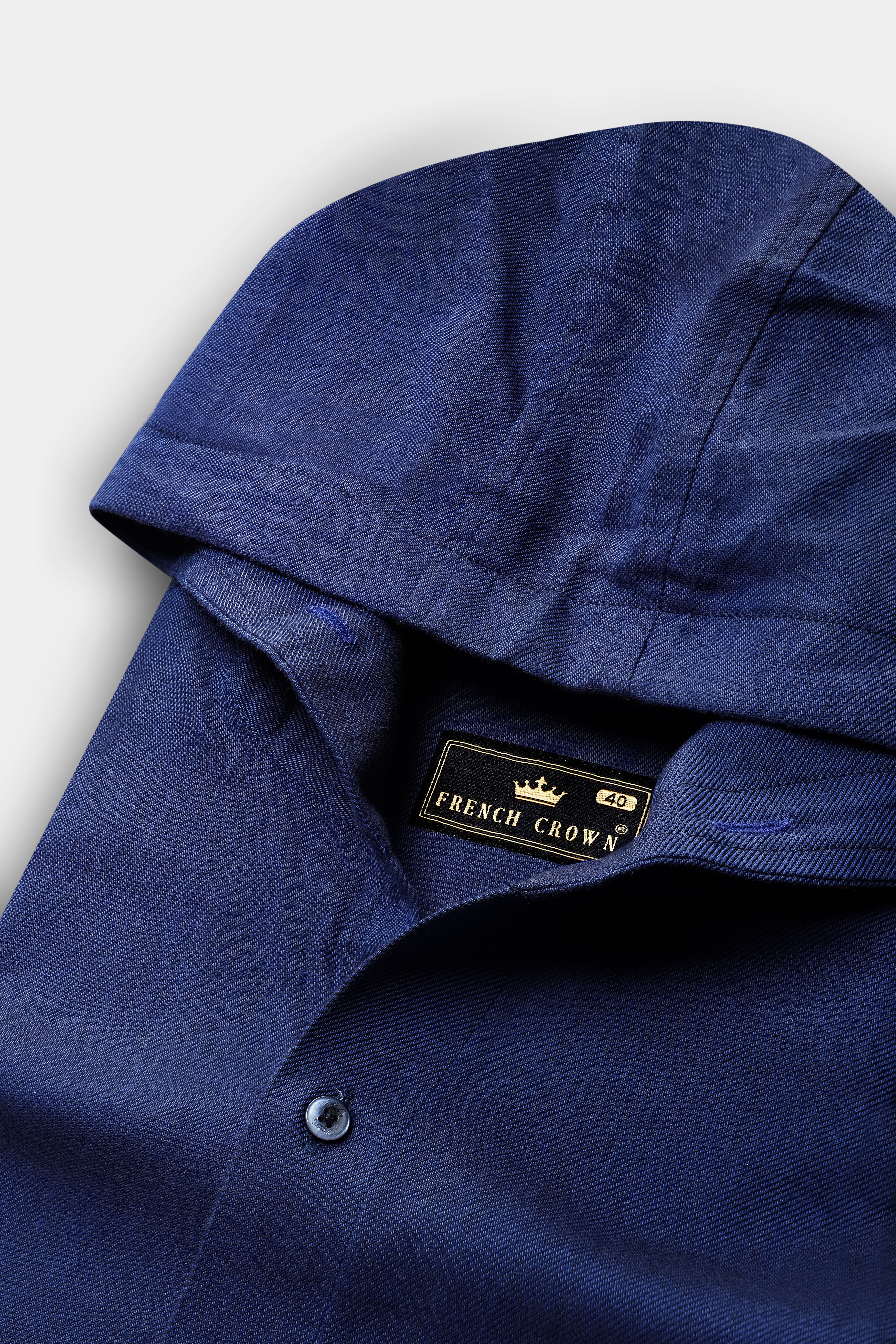 Bunting Blue Textured Heavyweight Twill Premium Cotton Designer Hoddie Shirt