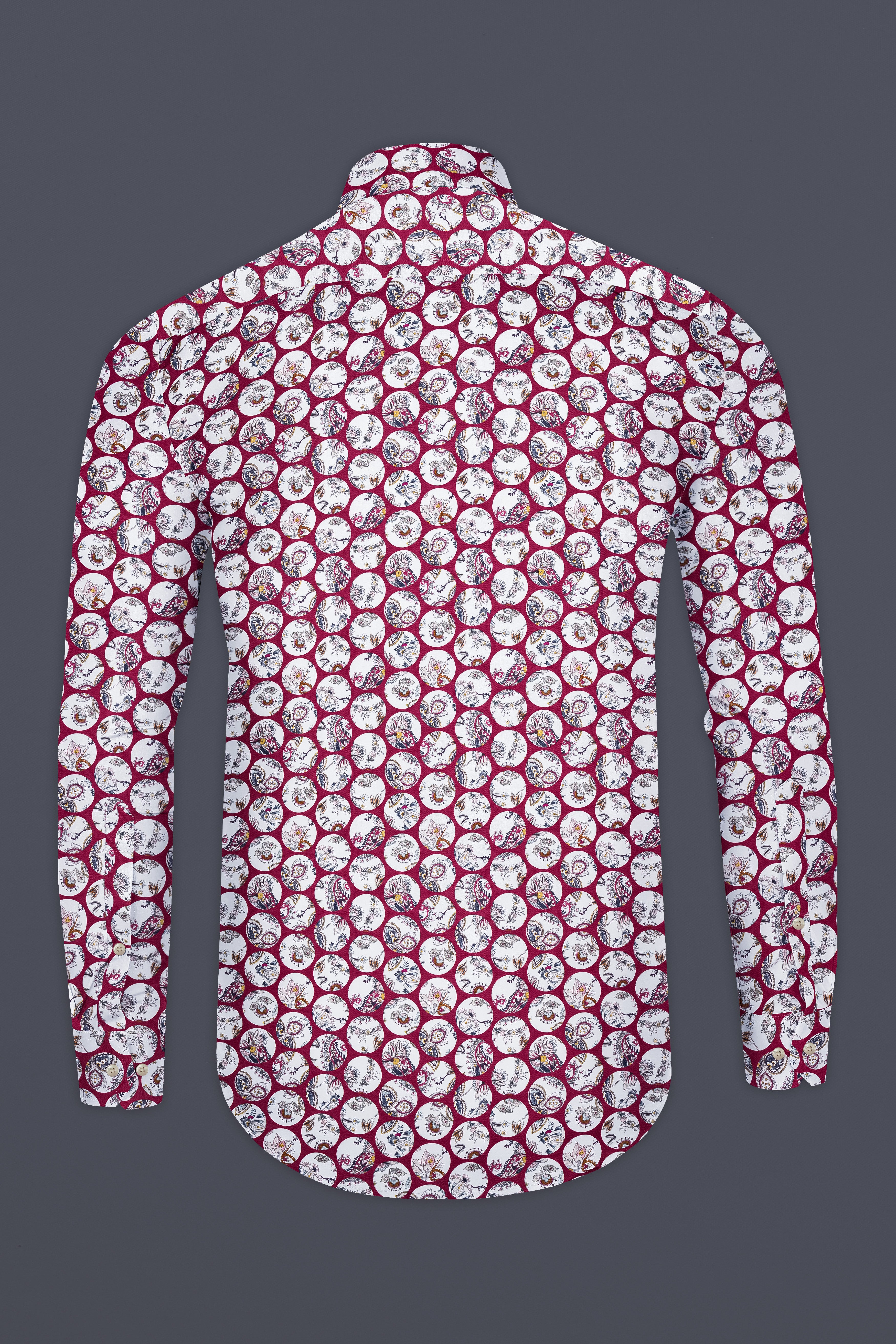 Persian Plum Maroon and White Multicolour Floral Printed Subtle Sheen Super Soft Premium Cotton Shirt