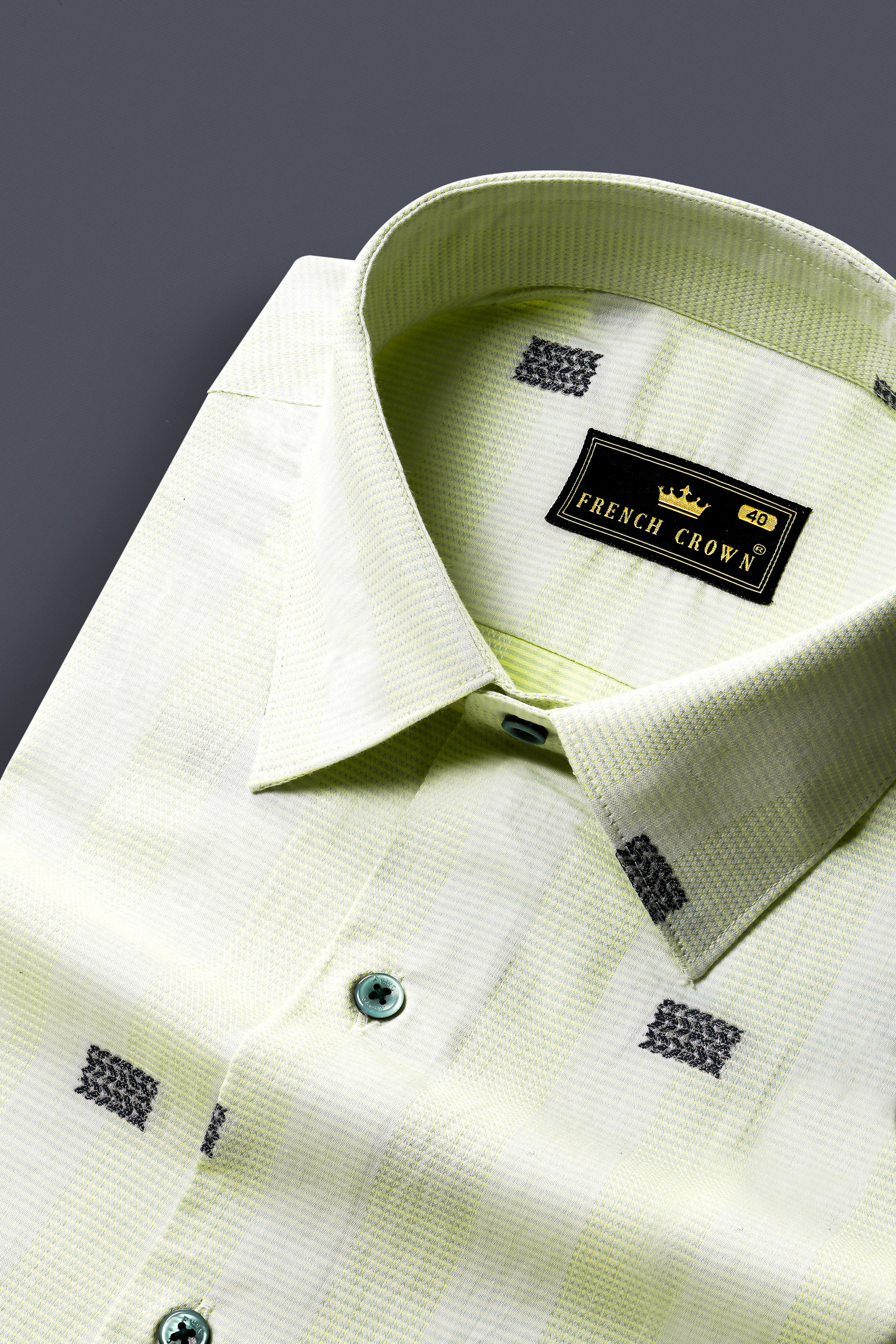 Coriander Green Jacquard Butta Textured Premium Giza Cotton Shirt