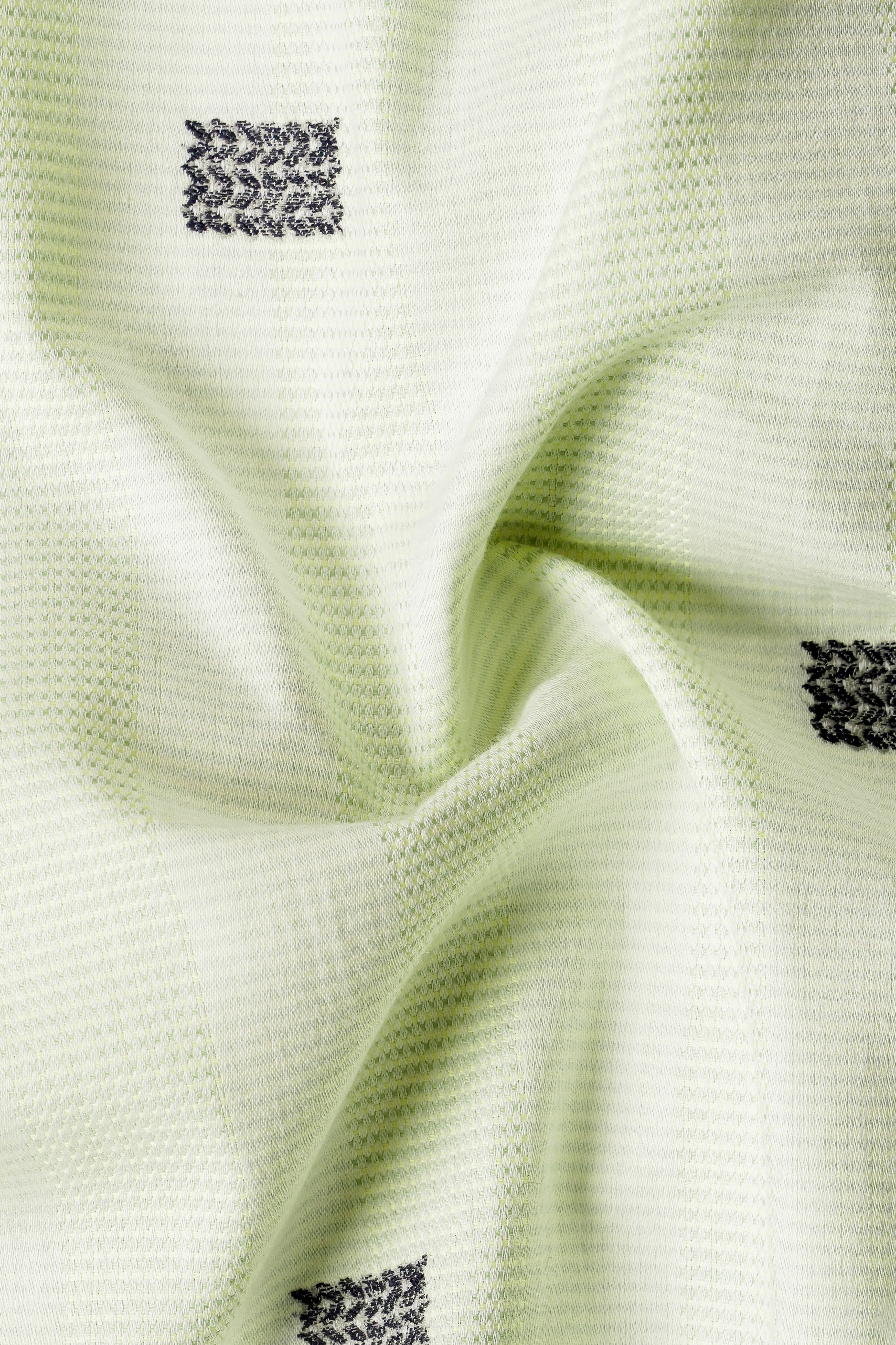 Coriander Green Jacquard Butta Textured Premium Giza Cotton Shirt