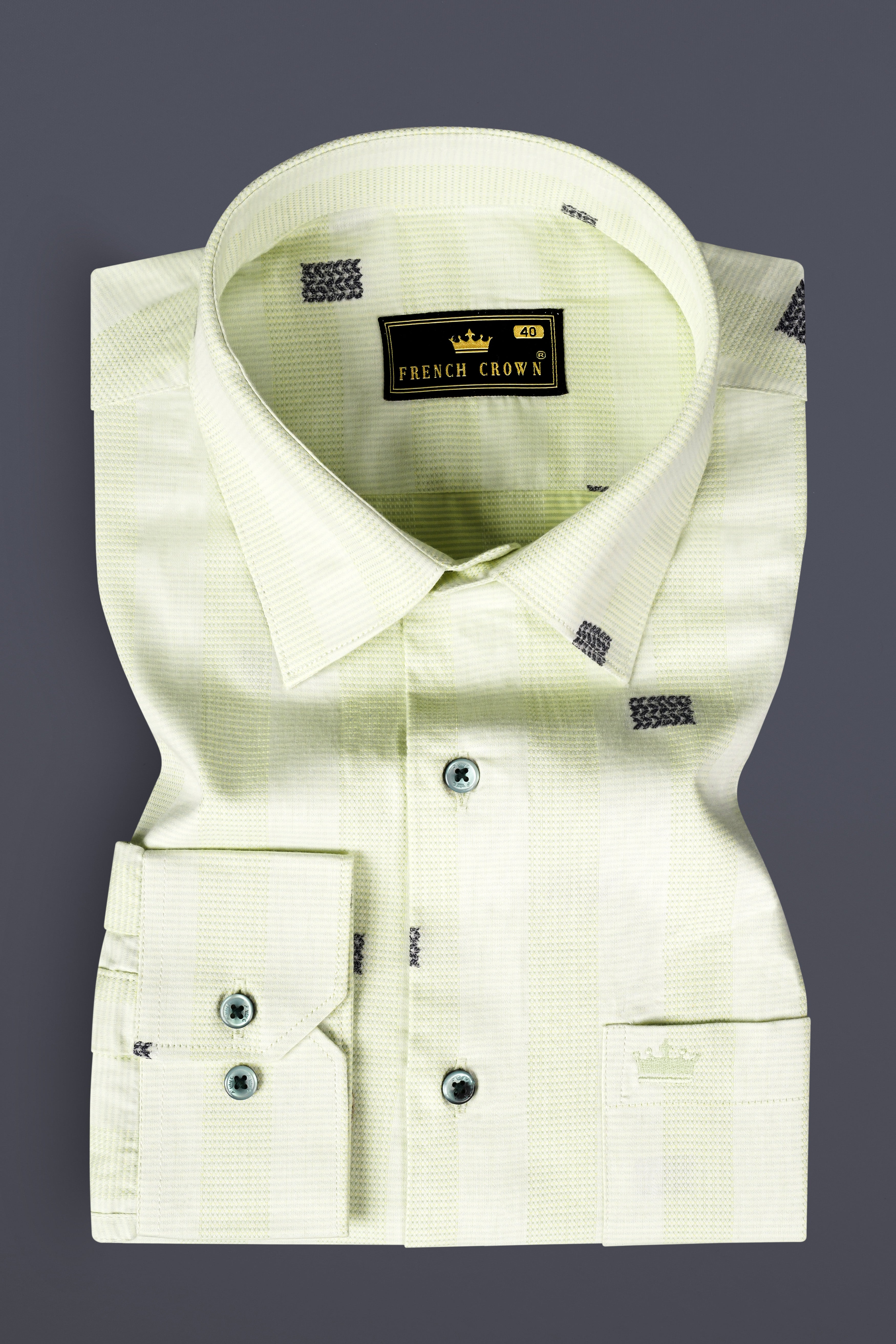 Coriander Green Jacquard Butta Textured Premium Giza Cotton Shirt