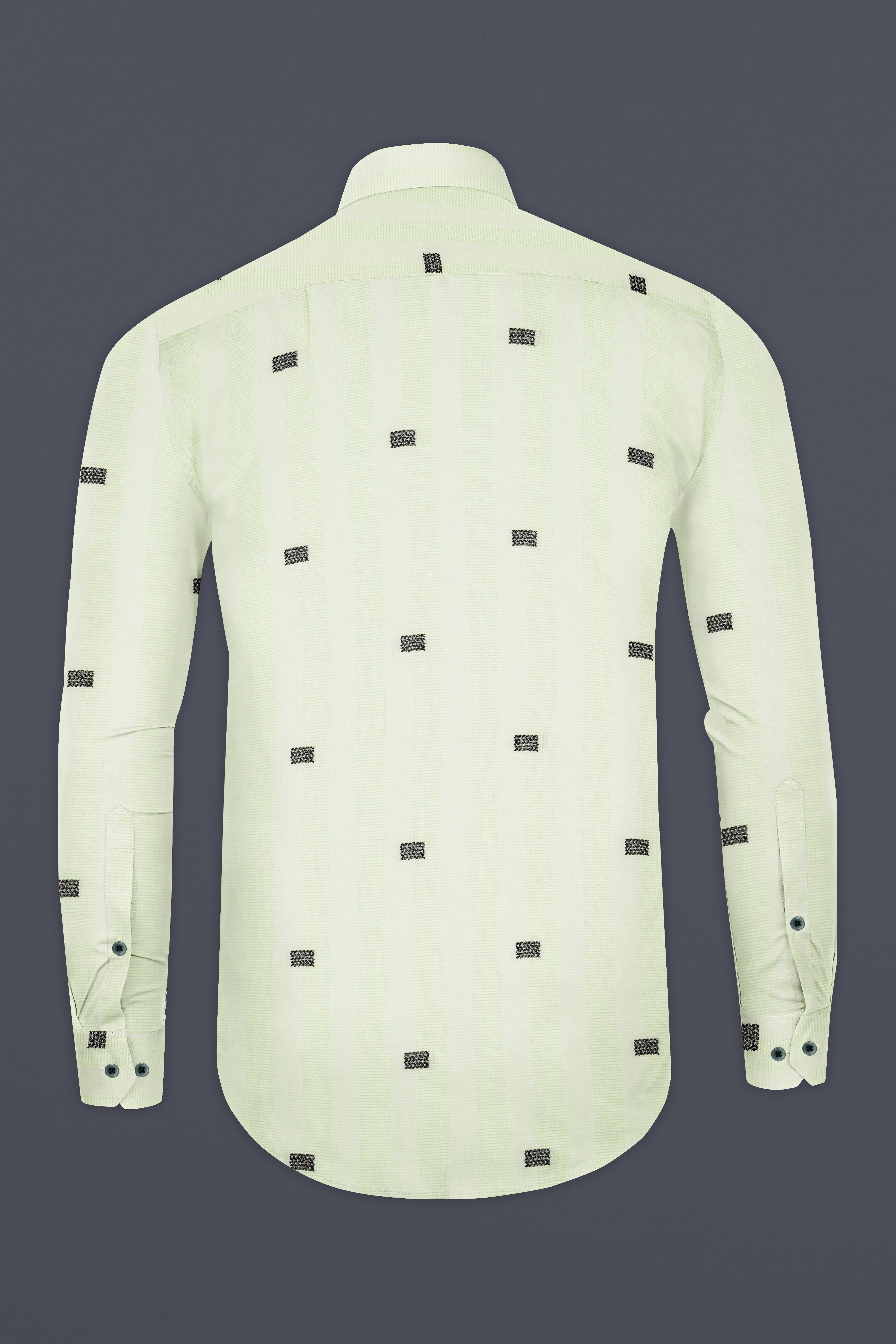 Coriander Green Jacquard Butta Textured Premium Giza Cotton Shirt