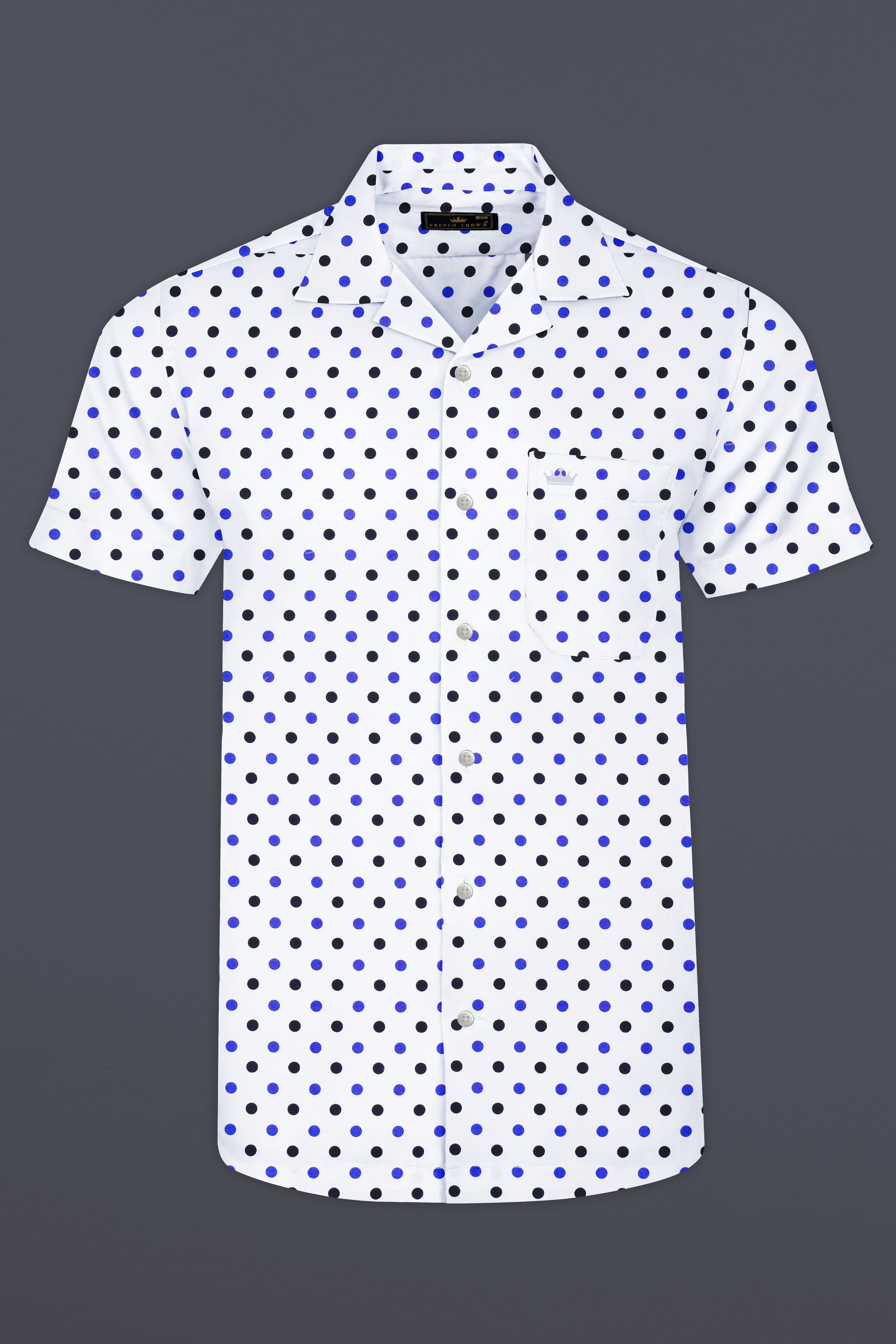 Bright White Polka Dot Printed Super Soft Premium Cotton Shirt