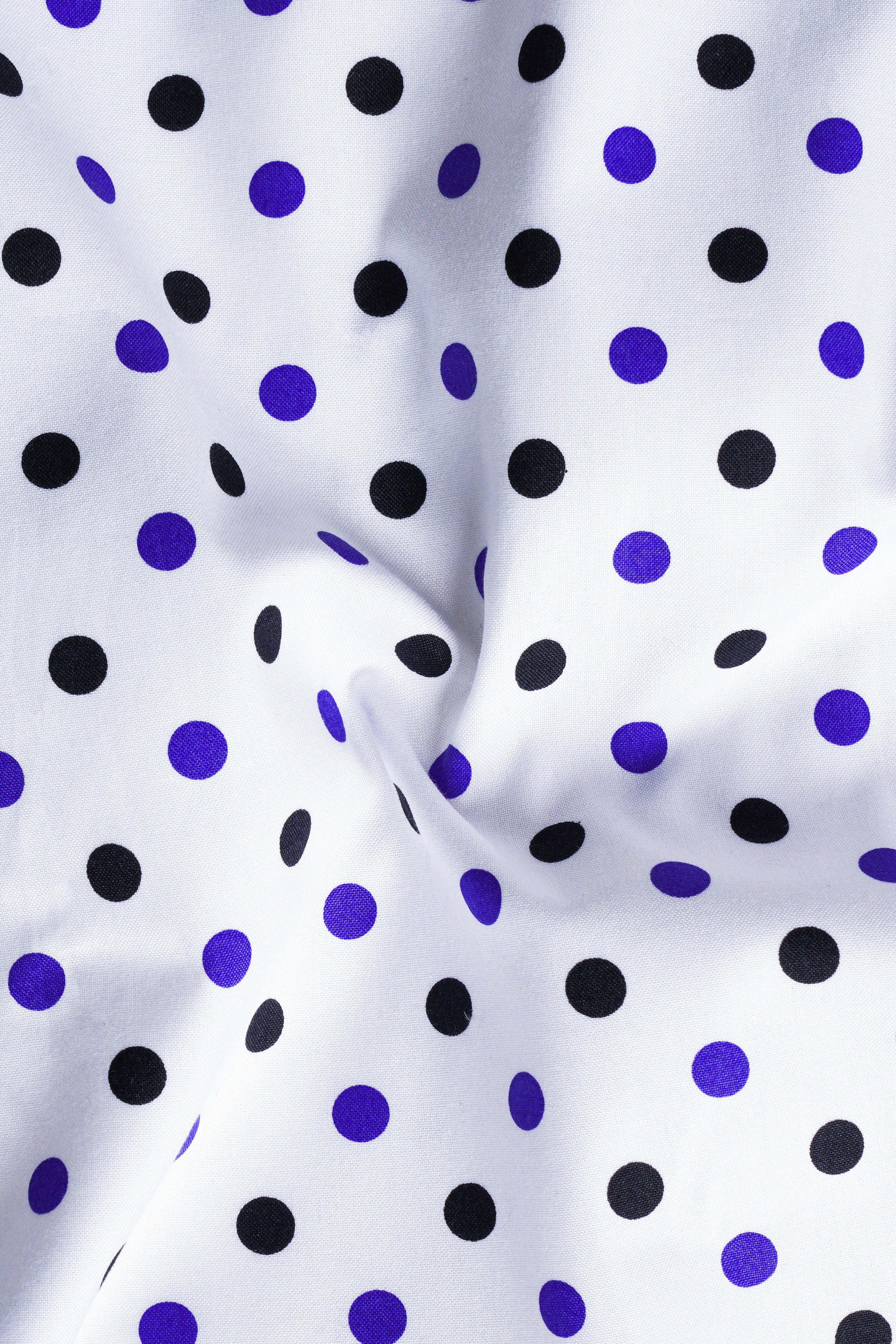 Bright White Polka Dot Printed Super Soft Premium Cotton Shirt