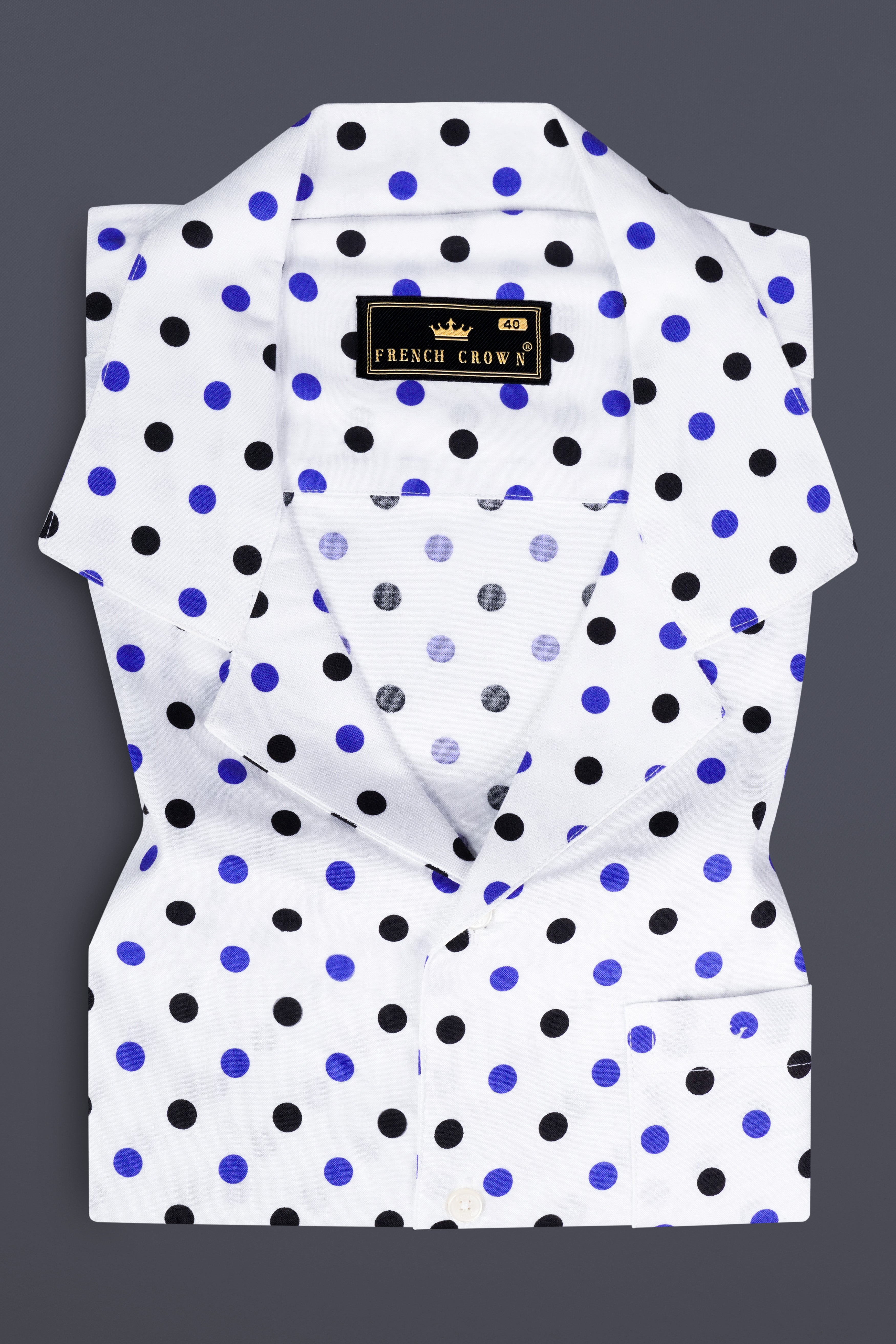 Bright White Polka Dot Printed Super Soft Premium Cotton Shirt