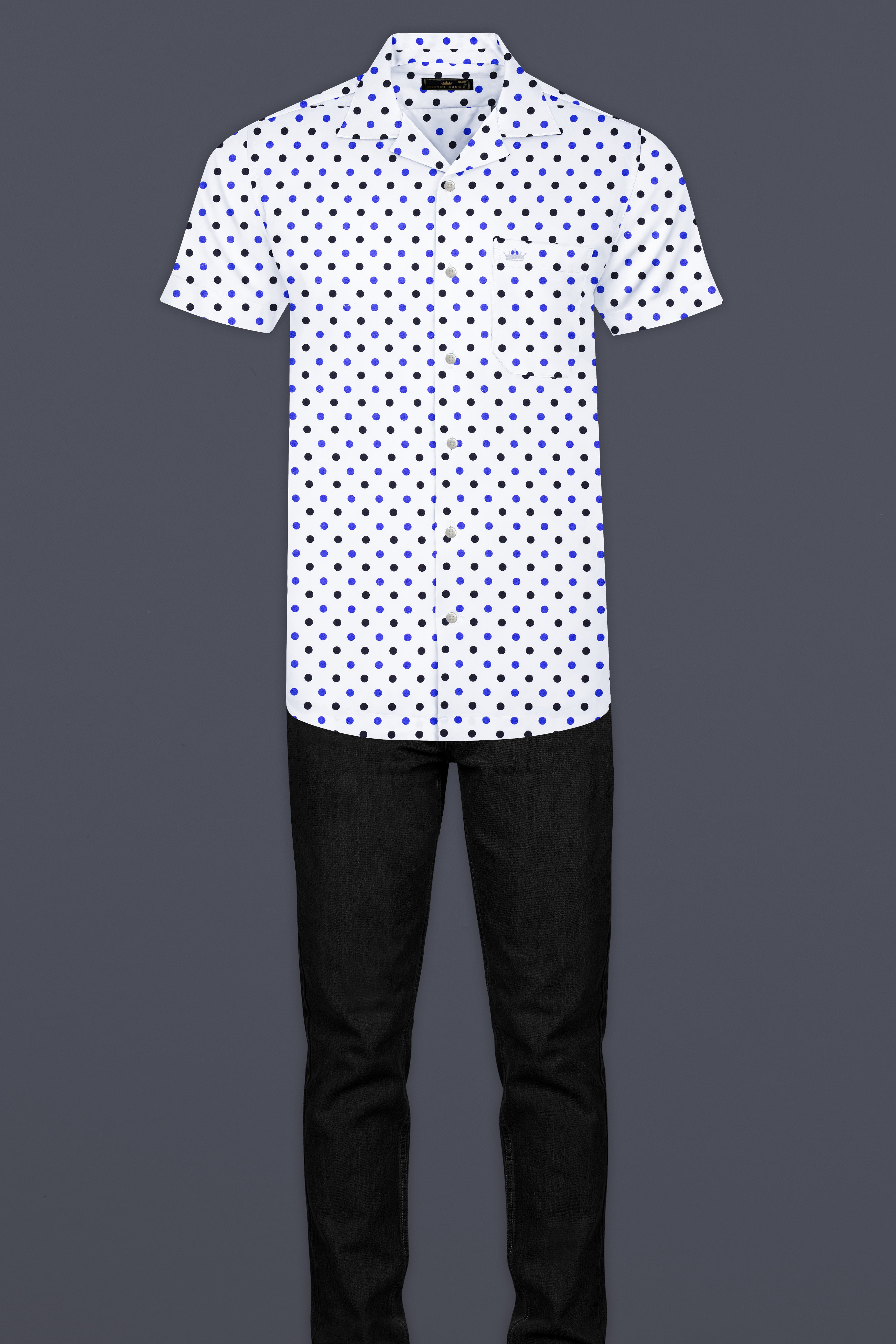 Bright White Polka Dot Printed Super Soft Premium Cotton Shirt