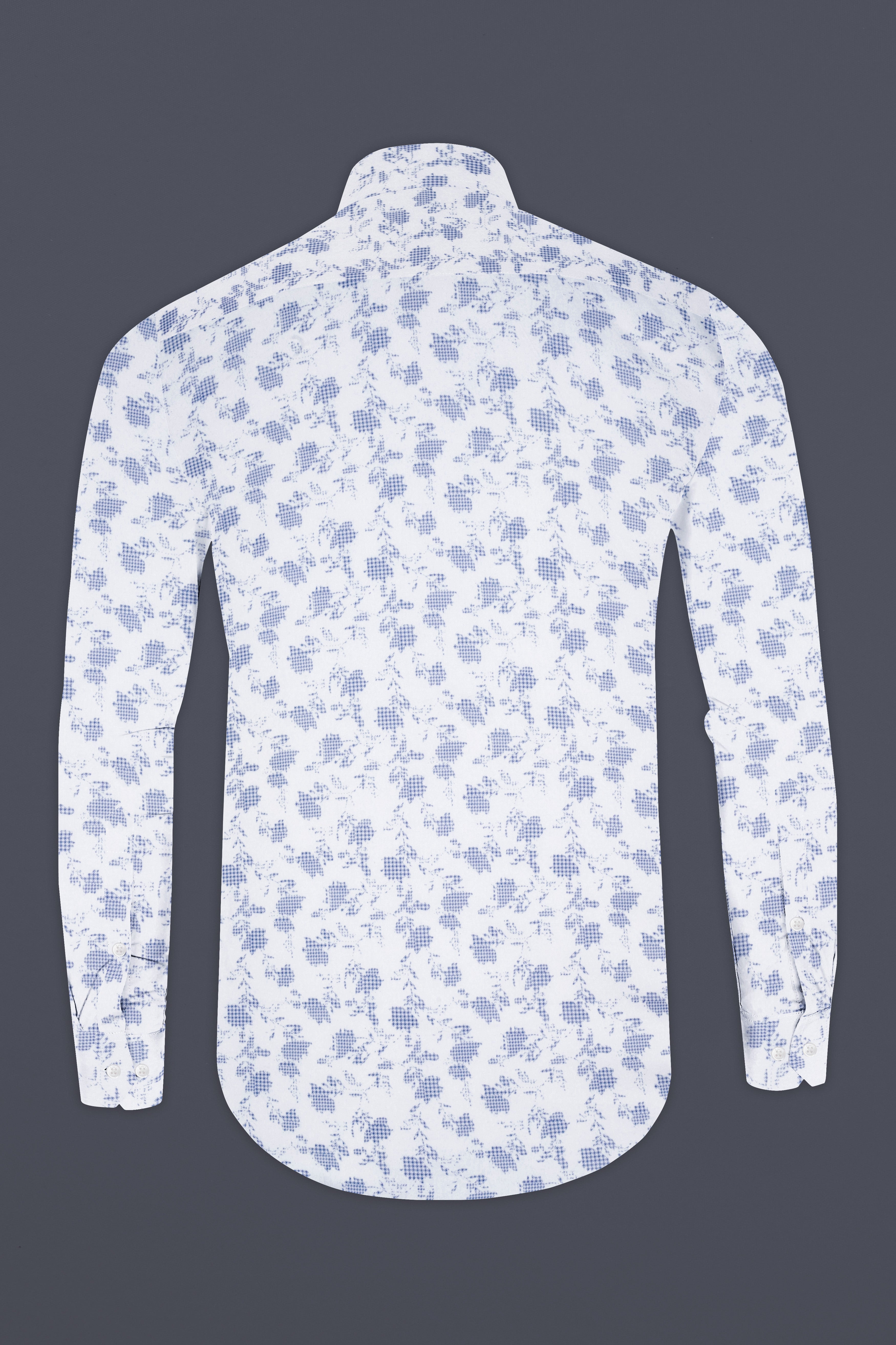 Bright White And Twilight Blue Printed  Subtle Sheen Super Soft Premium Cotton Shirt