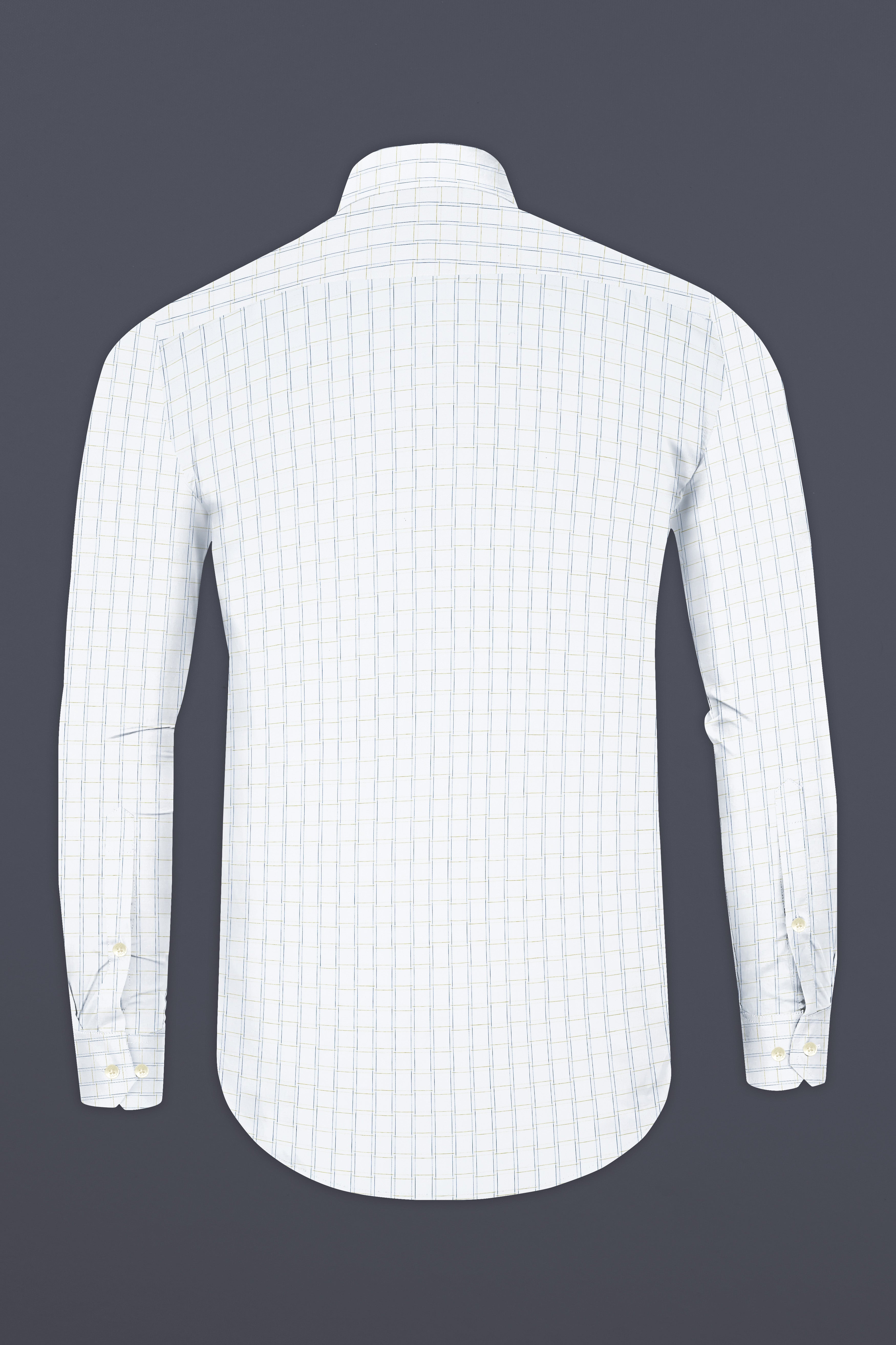 Bright White Jacquard Checked Premium Cotton Shirt