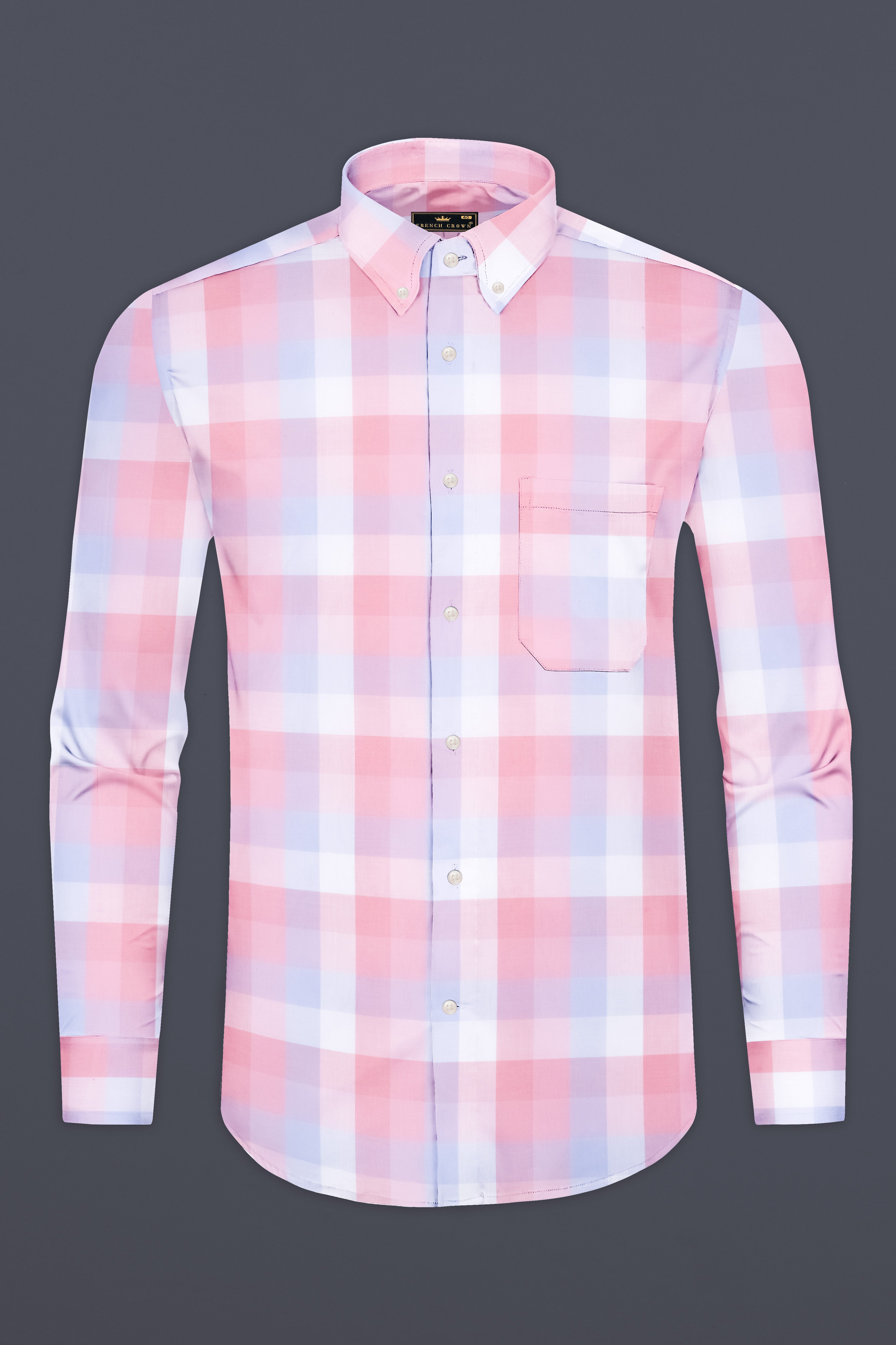 Azalea Pink And Mischka Purple Checks Premium Giza Cotton Shirt