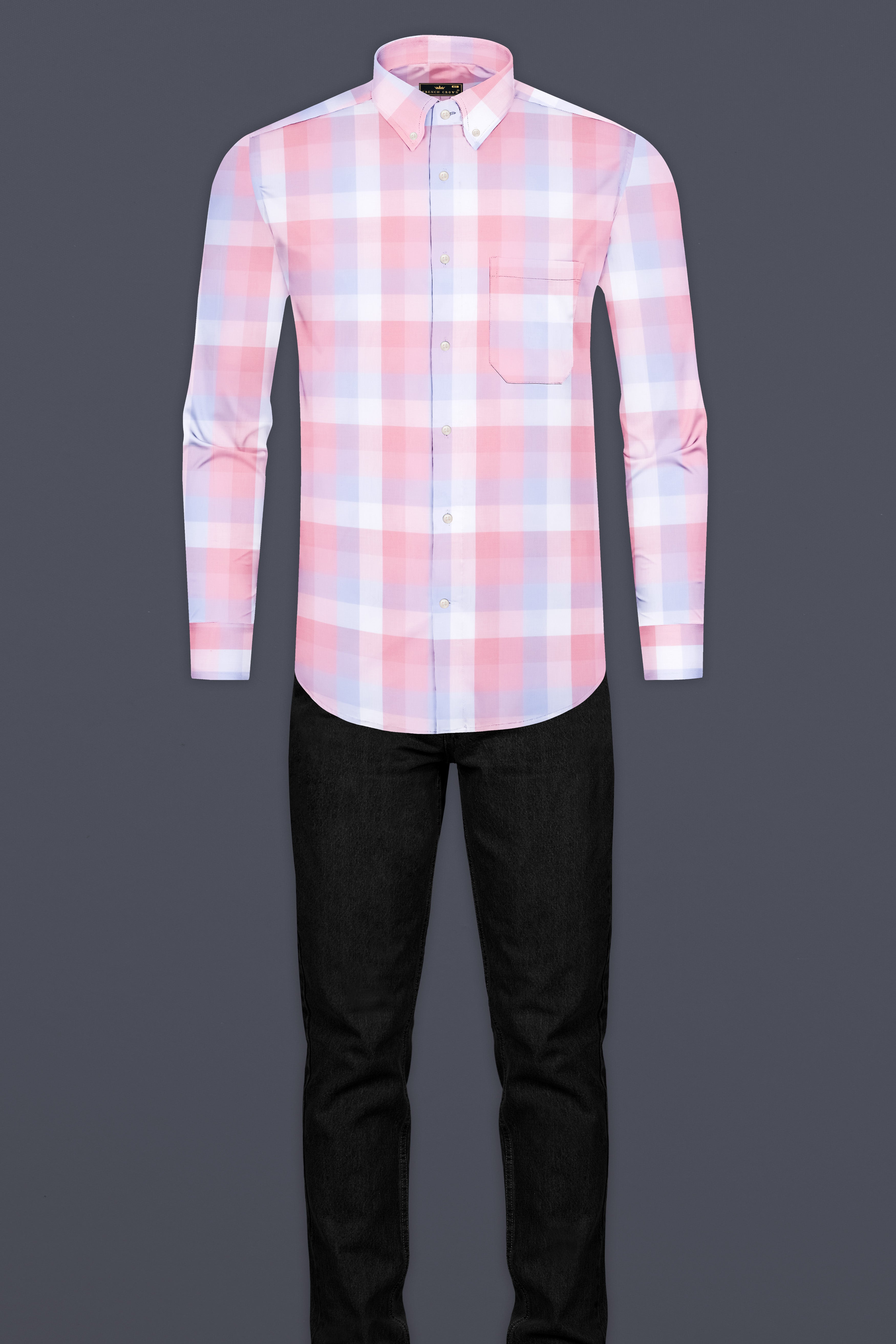 Azalea Pink And Mischka Purple Checks Premium Giza Cotton Shirt