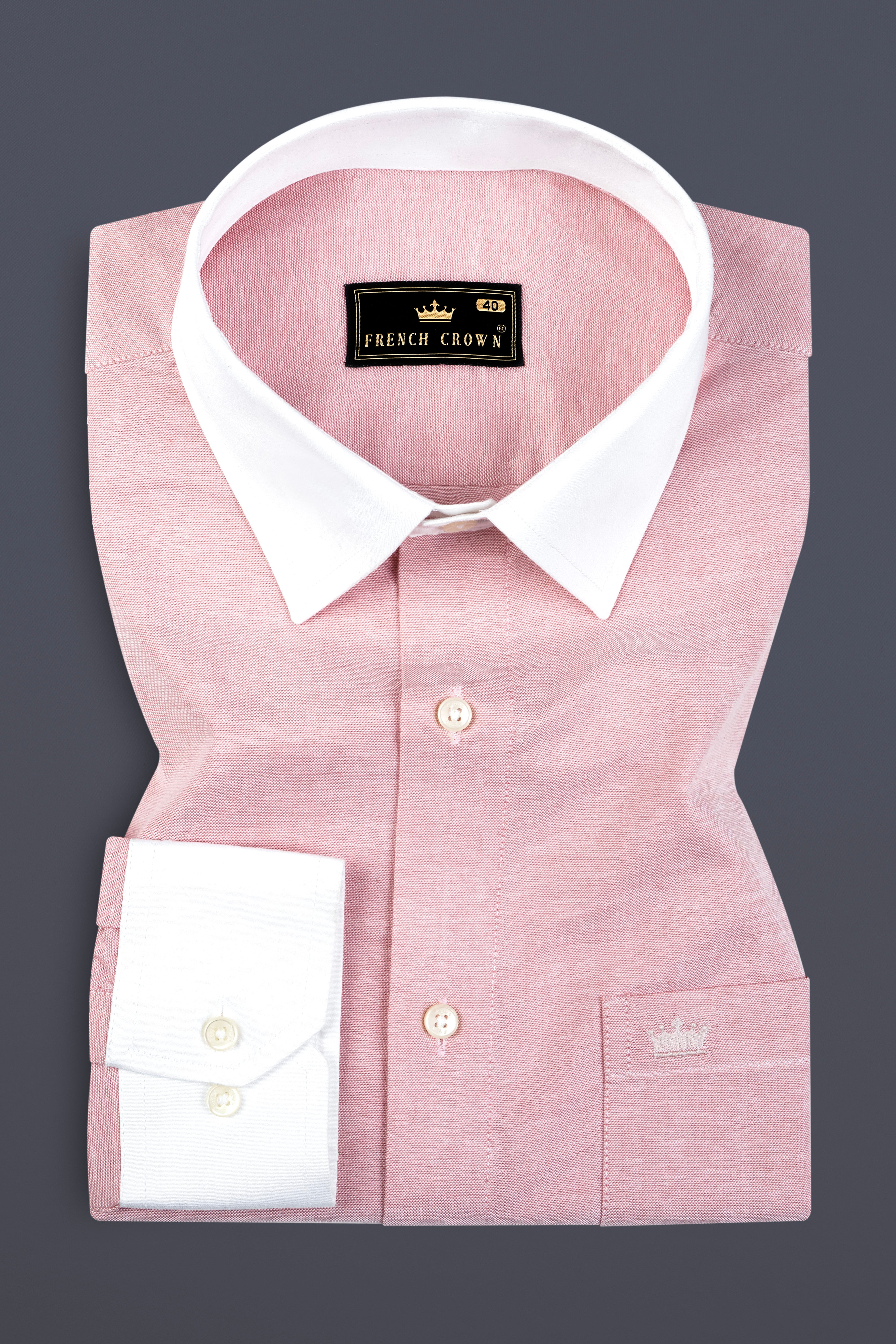 Mandys Pink Solid Oxford Premium Cotton Shirt