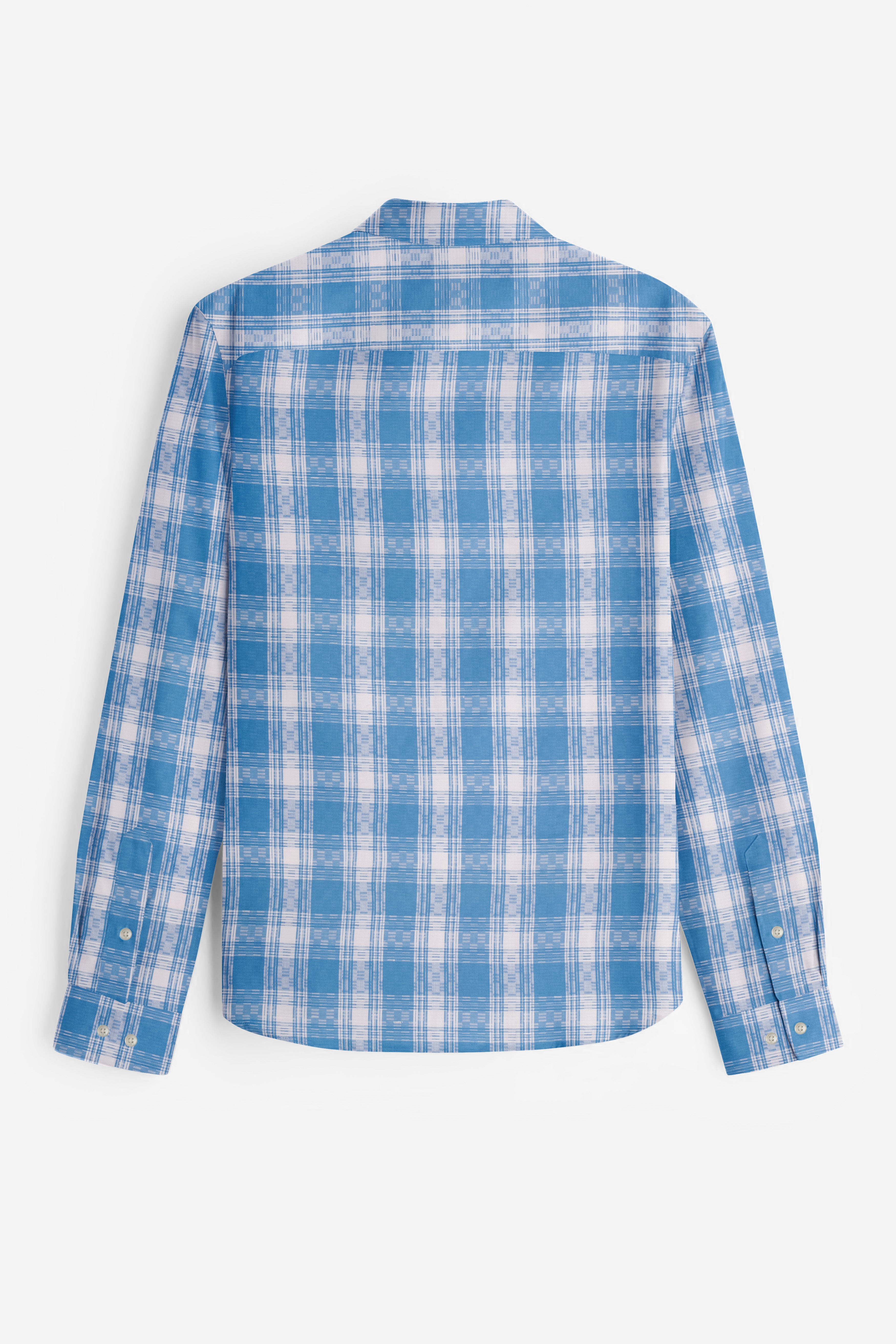 Carolina Blue Plaid Dobby Textured Premium Giza Cotton Shirt