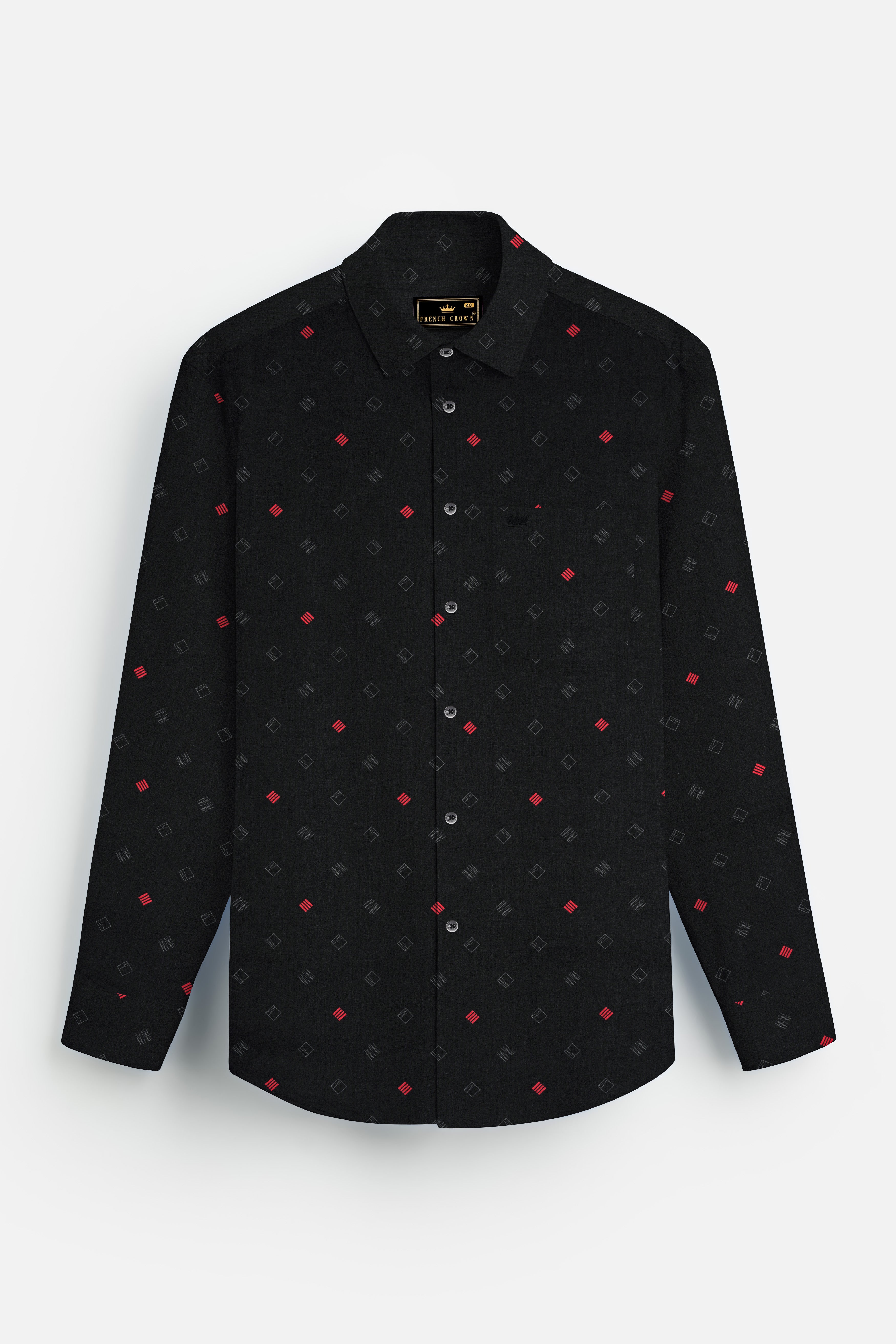 Jade Black Printed Subtle Sheen Super Soft Premium Cotton Shirt