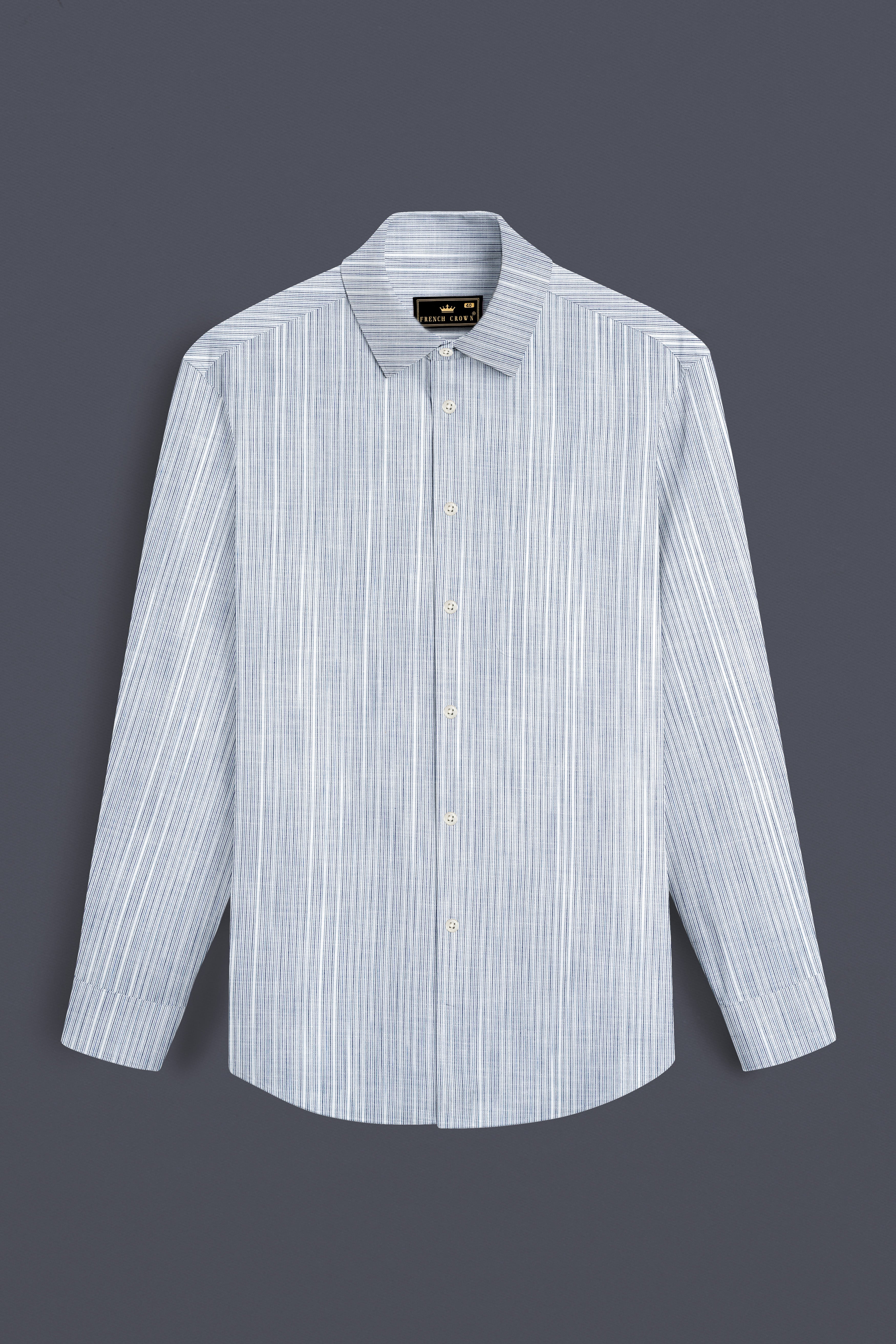 Haze Blue Striped Dobby Textured Premium Giza Cotton Shirt