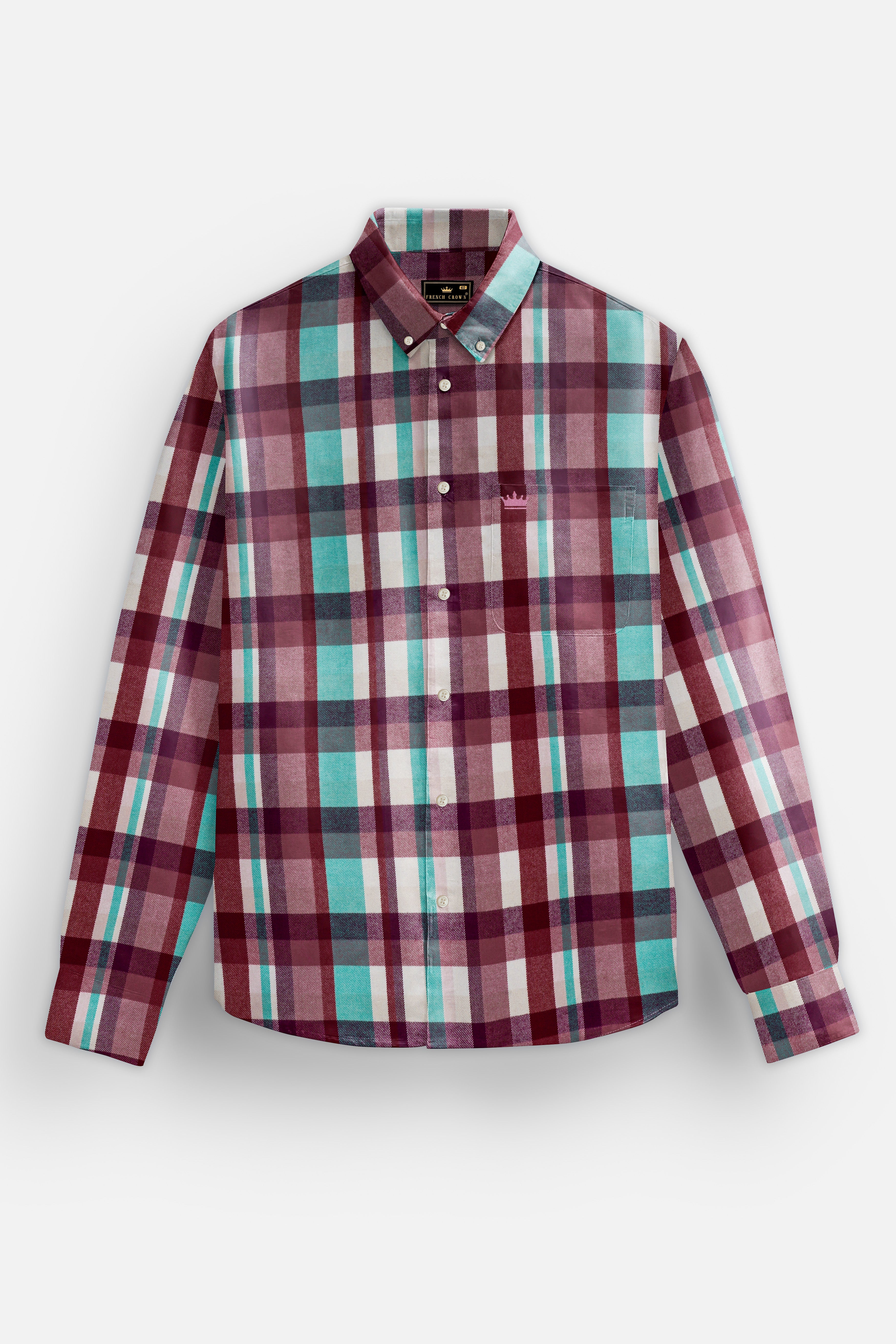 Rosy Finch And Tradewind Blue Plaid Heavyweight Flannel Cotton Shirt