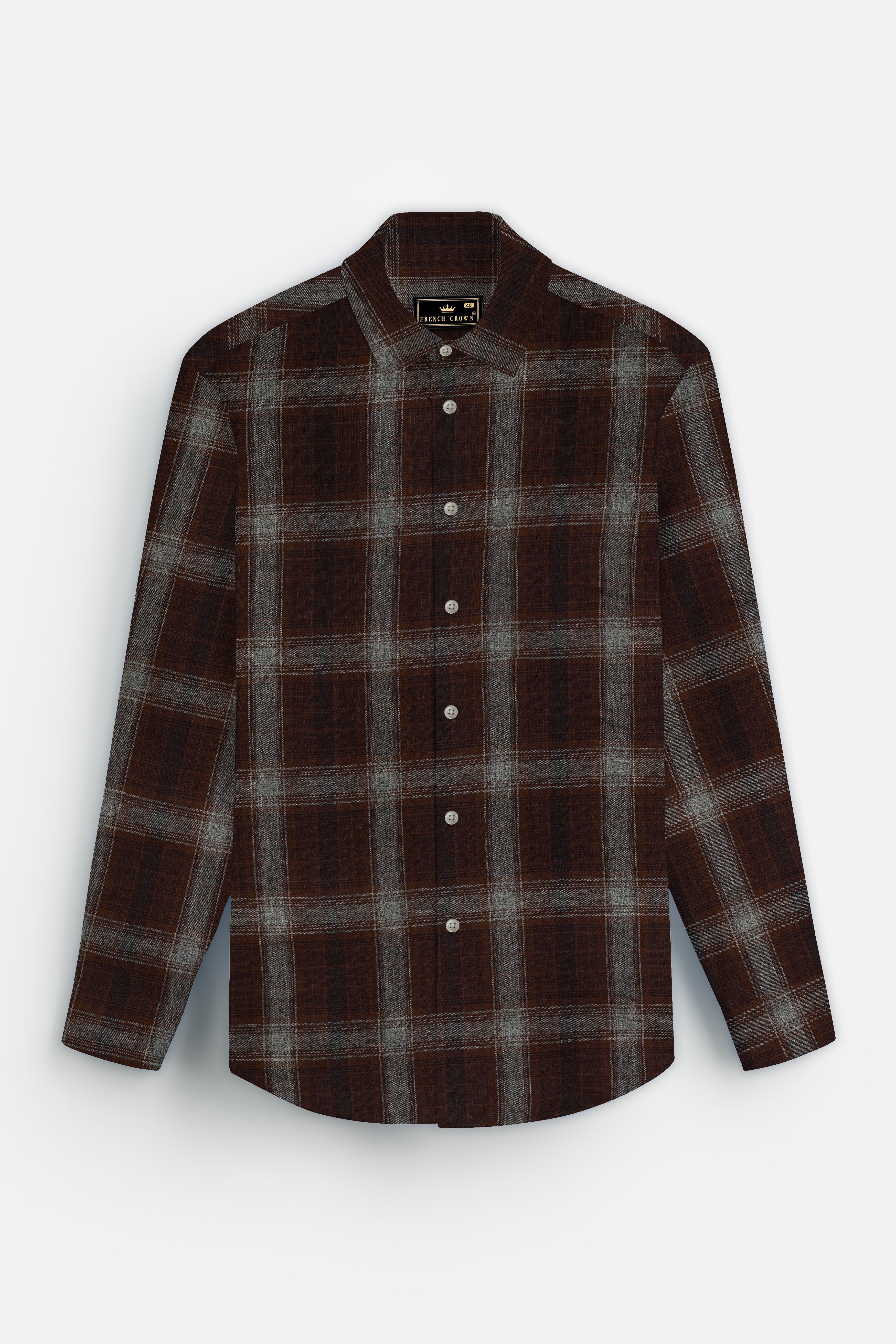 Eclipse Brown Plaid Premium Giza Cotton Shirt