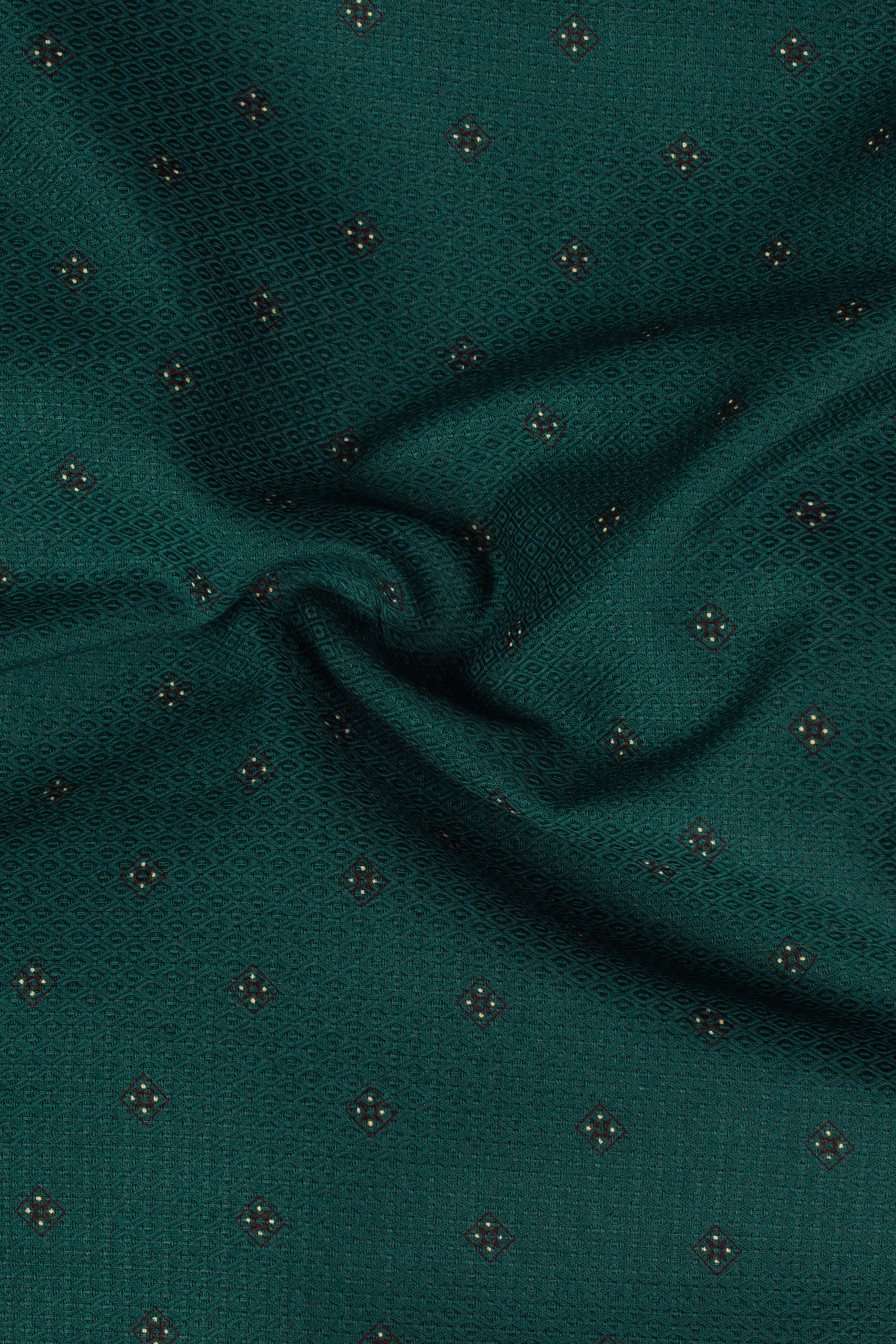 French Crown Green Dobby Textured Premium Giza Cotton Shirt