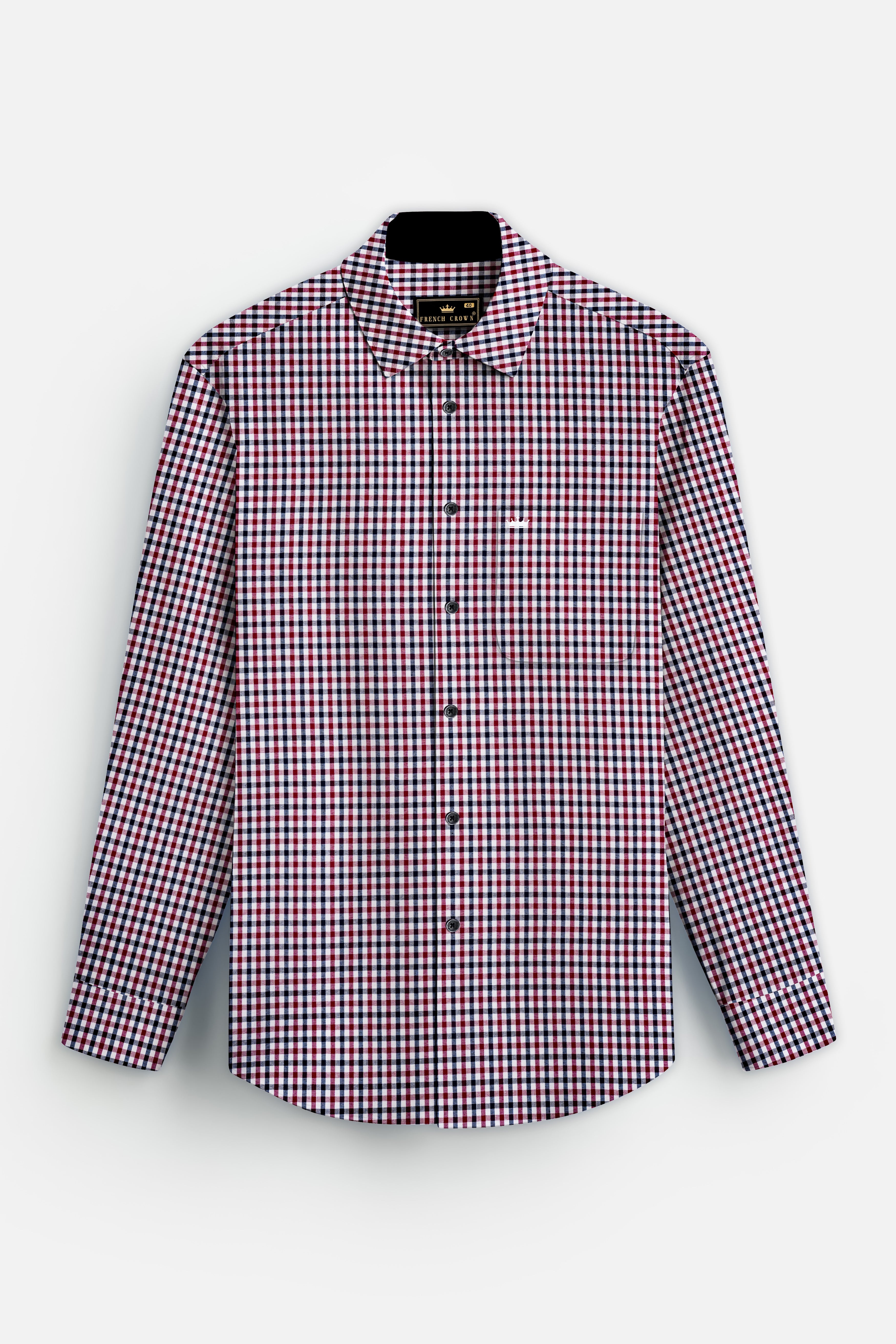 Venetian Red And Vulcan Blue Gingham Checked Premium Cotton Shirt