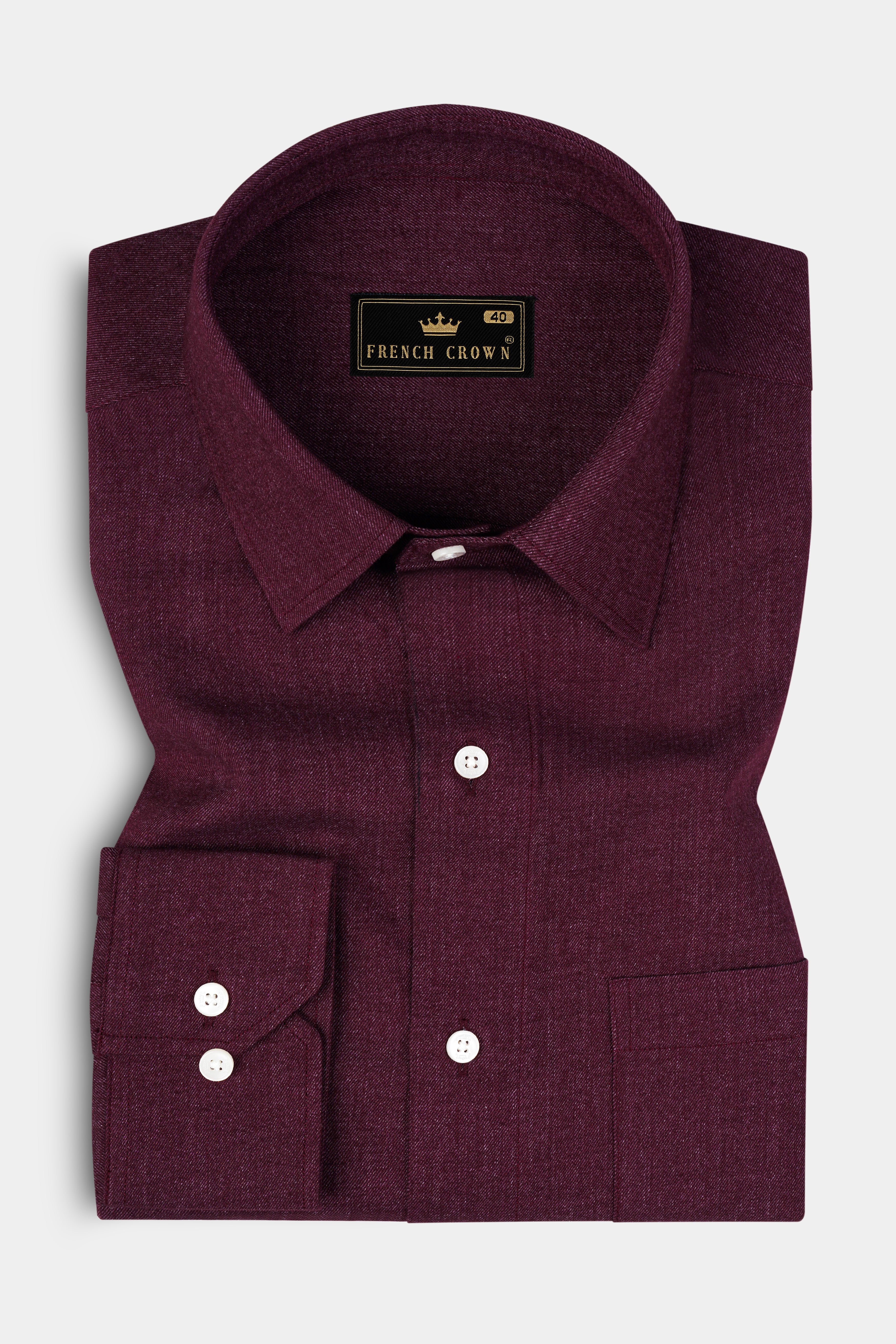 Russett Maroon Textured Flannel Cotton Shirt