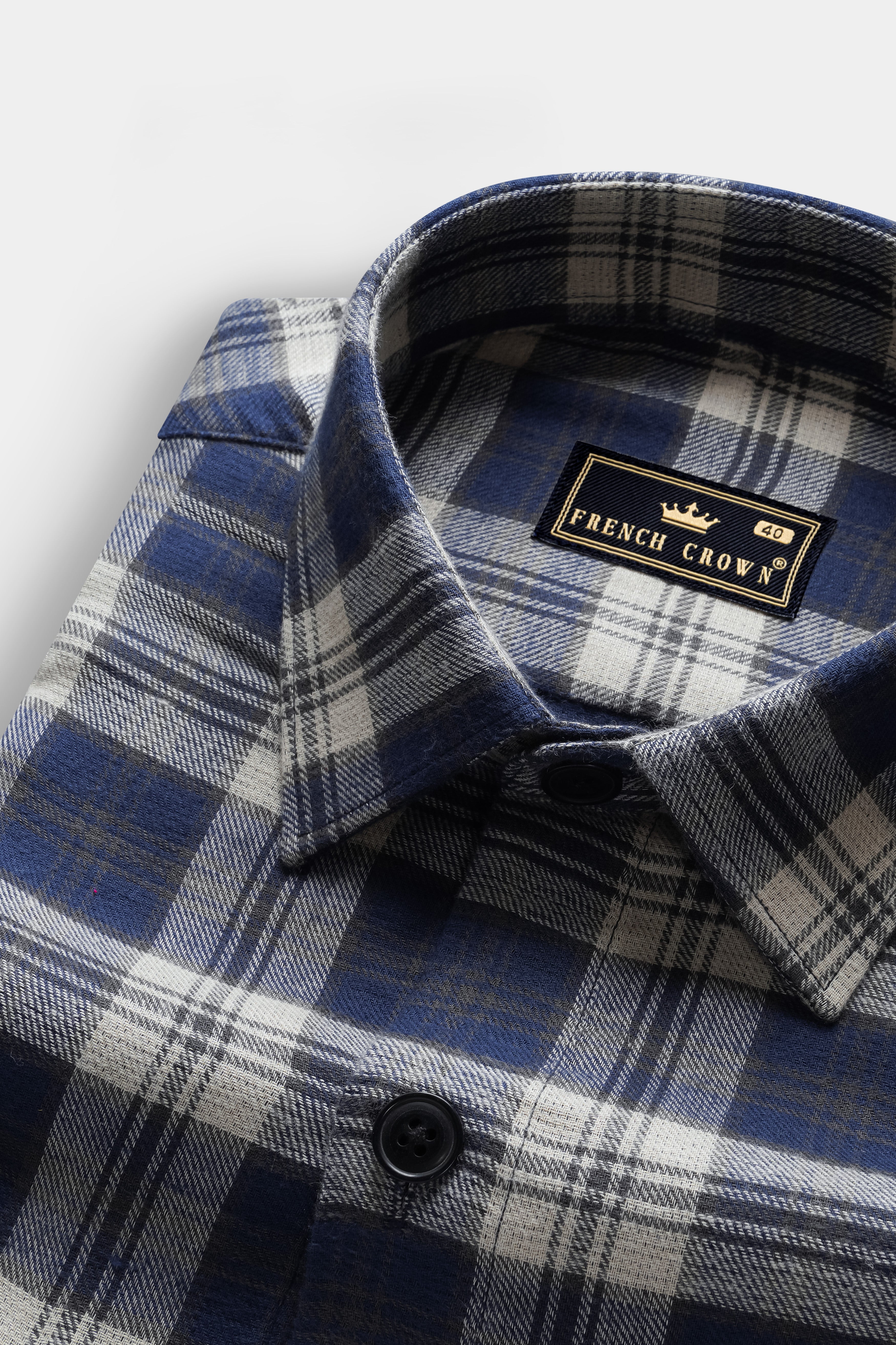 Berry Blue Plaid Flannel Premium Cotton Overshirt/shacket