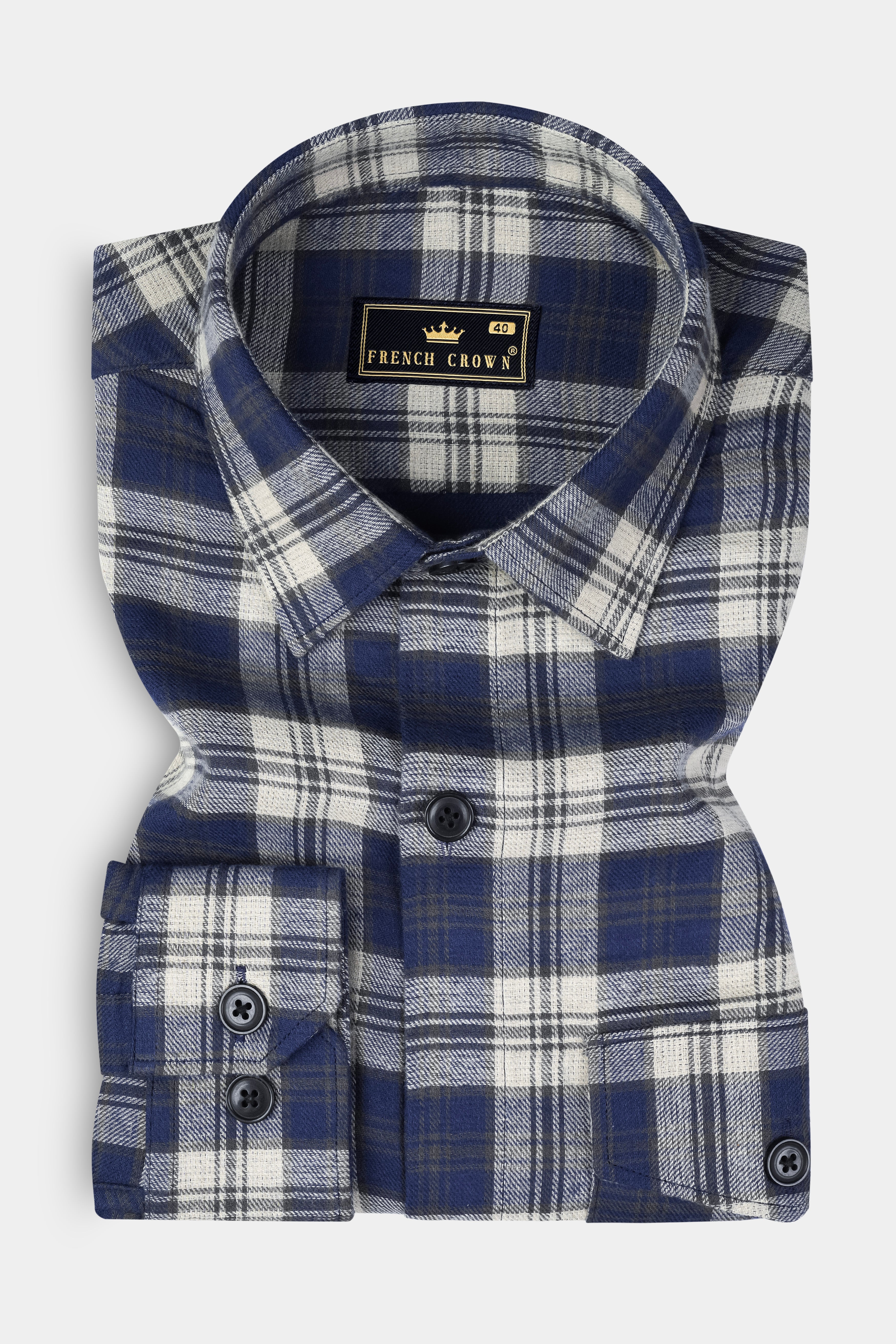 Berry Blue Plaid Flannel Premium Cotton Overshirt/shacket