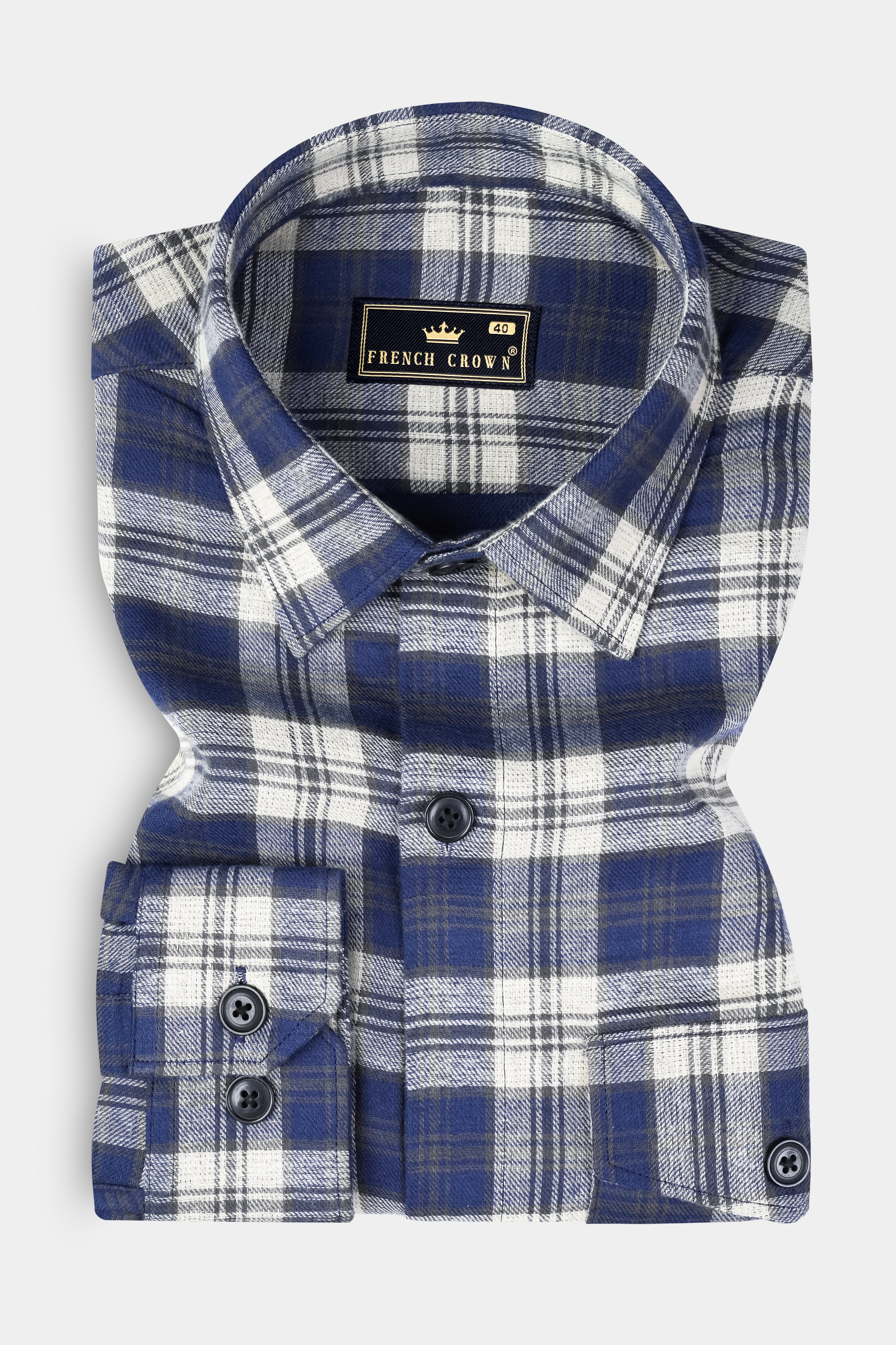 Berry Blue Plaid Flannel Premium Cotton Overshirt/shacket