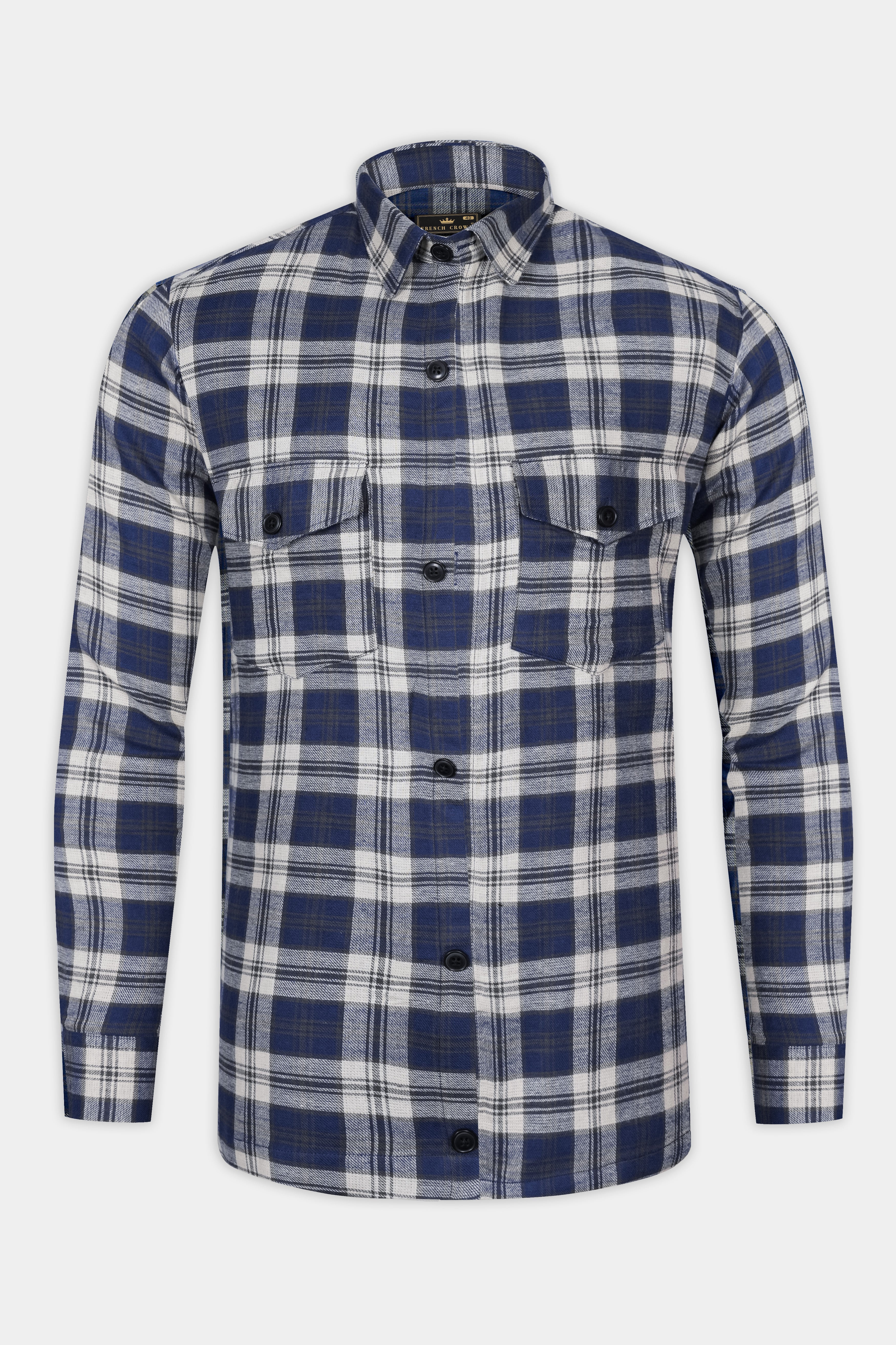 Berry Blue Plaid Flannel Premium Cotton Overshirt/shacket