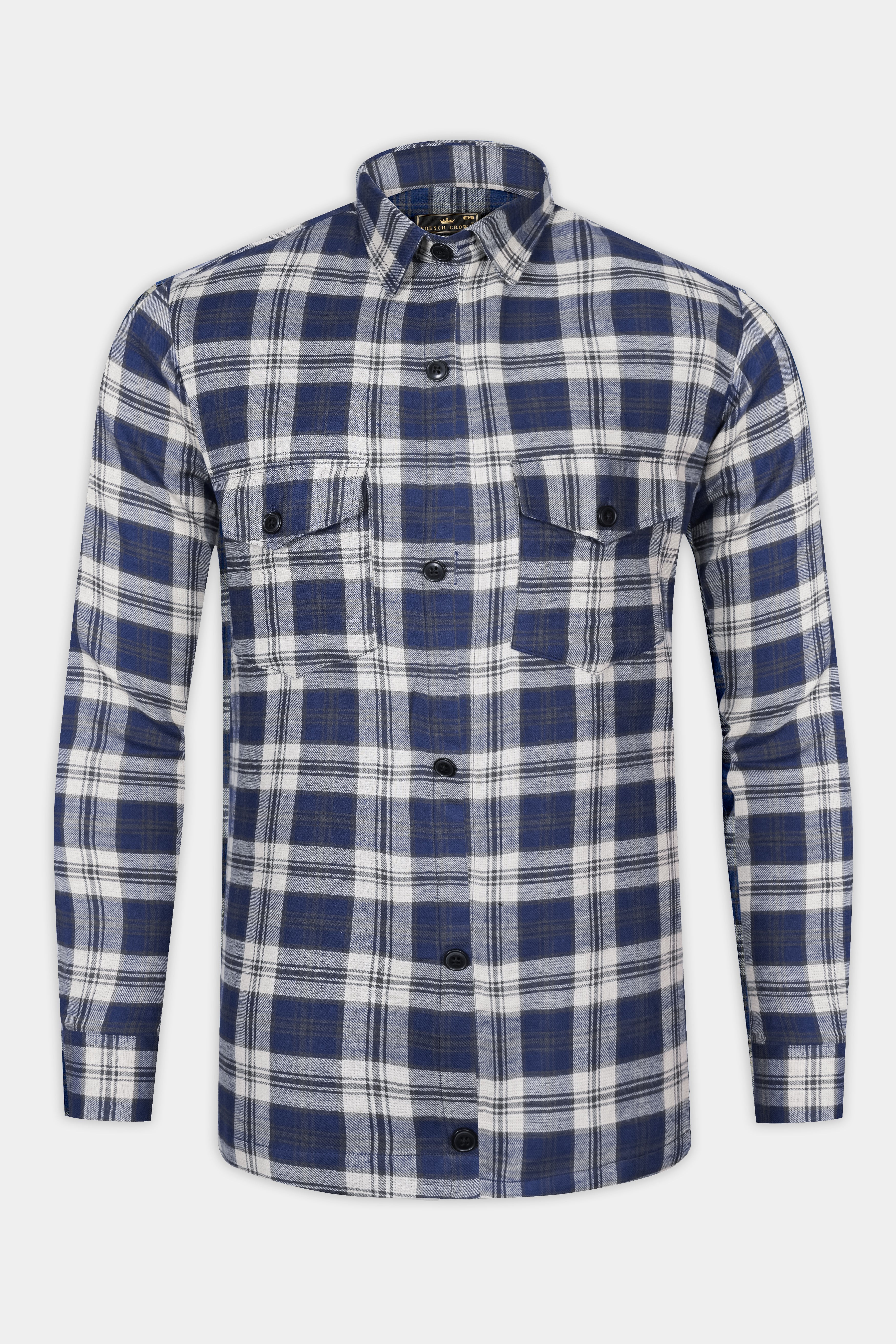 Berry Blue Plaid Flannel Premium Cotton Overshirt/shacket