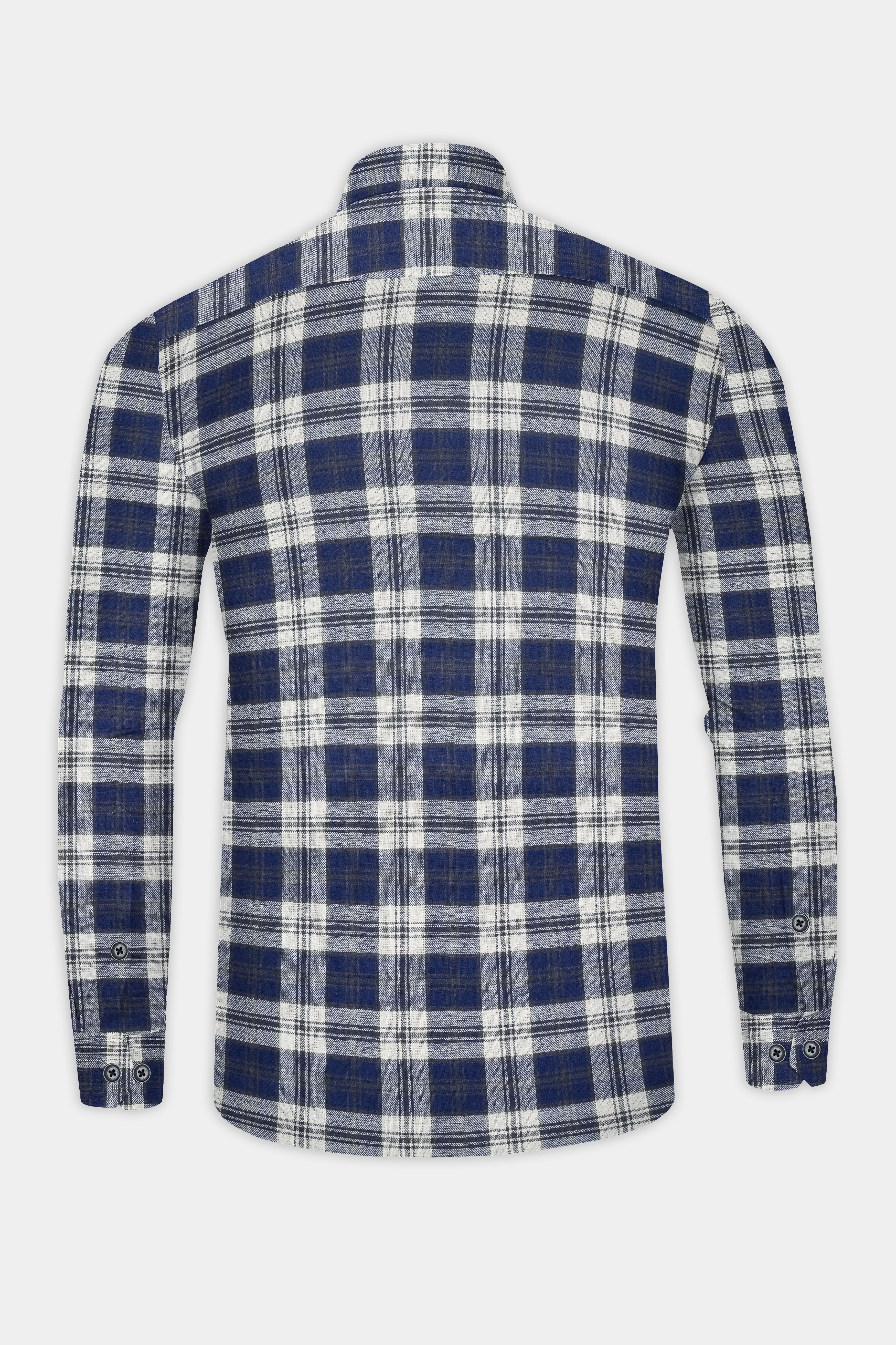 Berry Blue Plaid Flannel Premium Cotton Overshirt/shacket