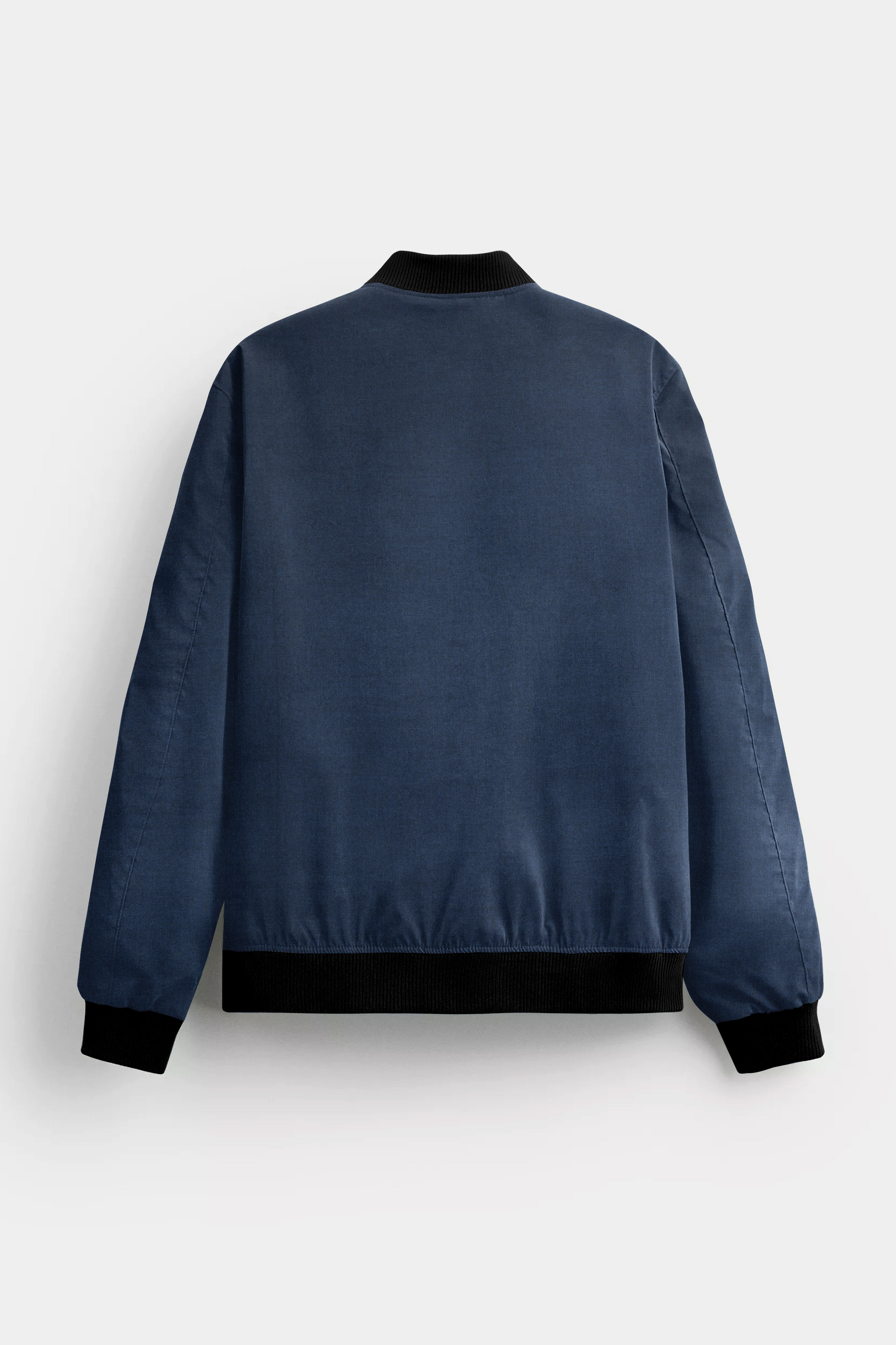 Nevada Blue Solid Wool Rich Bomber Jacket