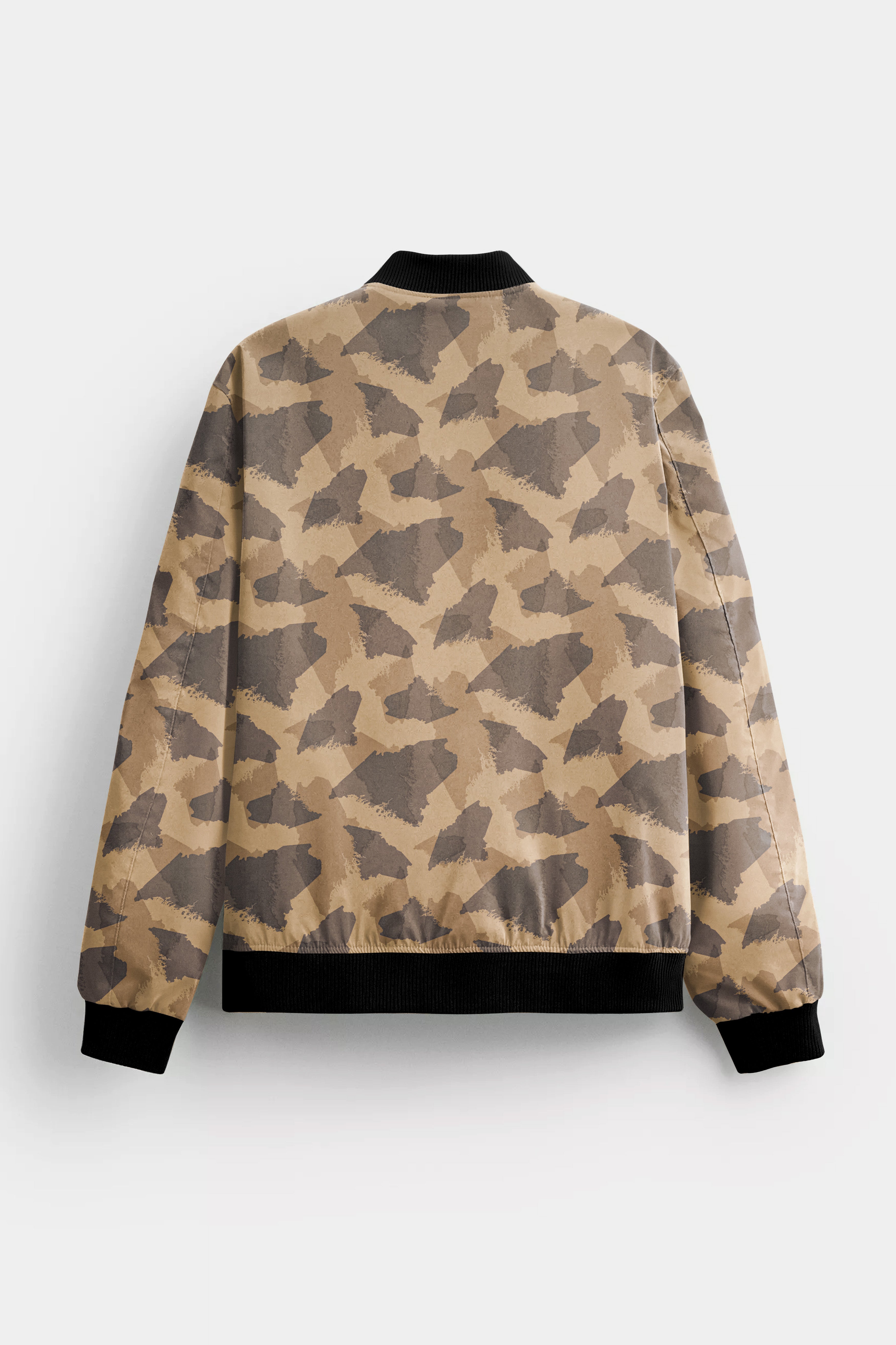 Mongoose Cream And Scorpion Brown Camouflage Printed Premium Cotton Bomber Jacket