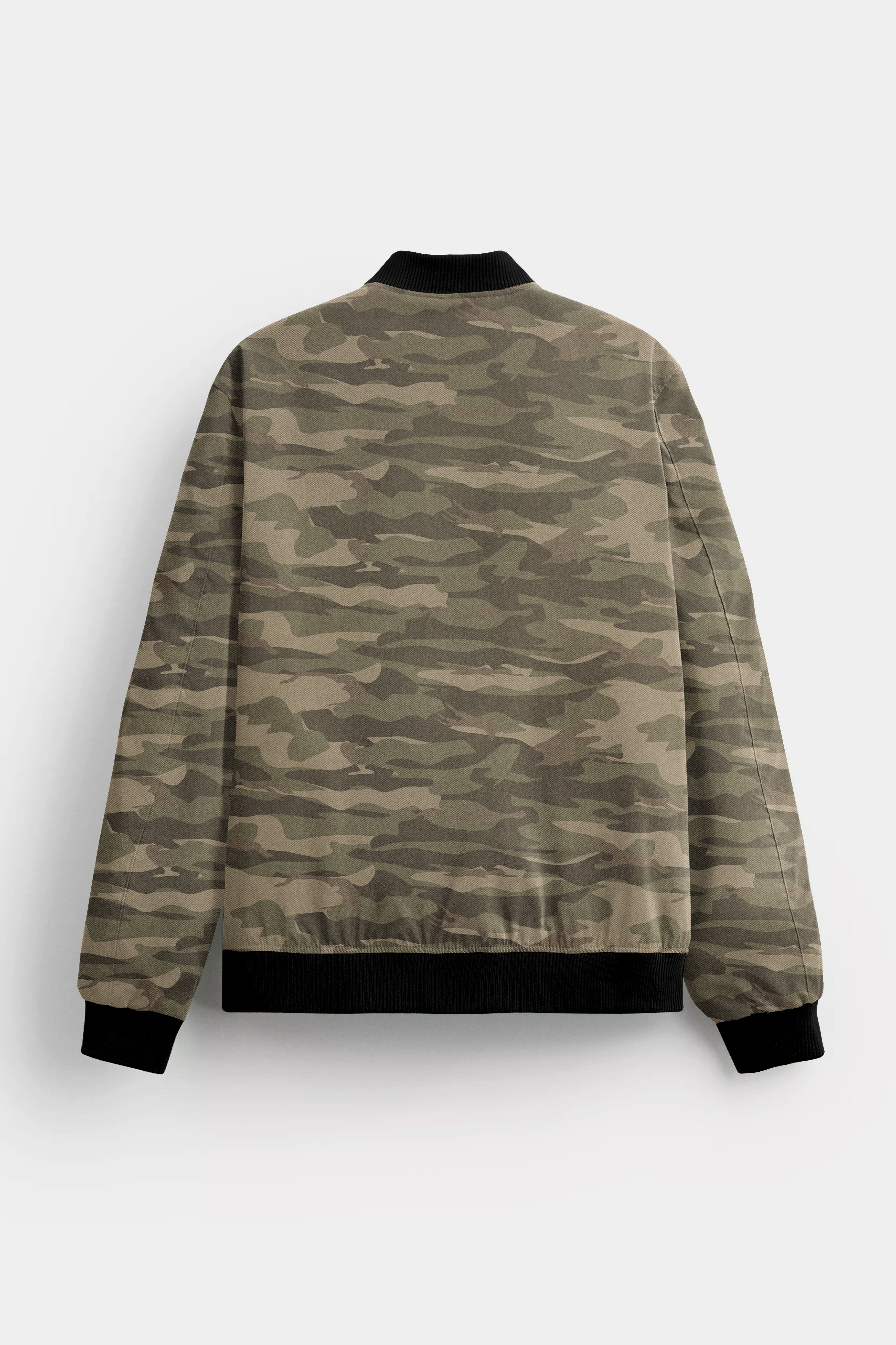 Crocodile Brown And Wenge Camouflage Printed Premium Cotton Bomber Jacket