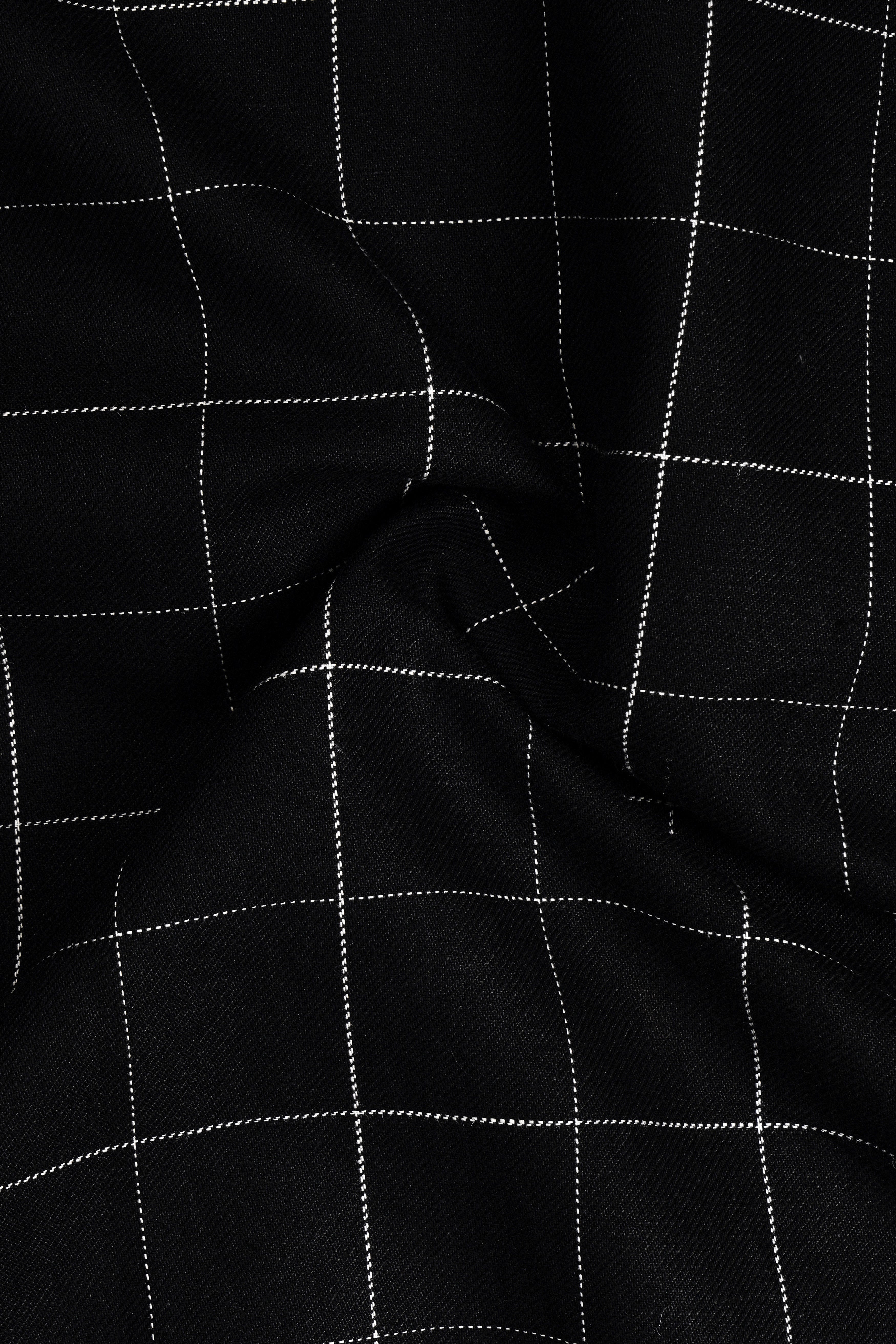 Jade Black Windowpane Twill Premium Bomber Jacket