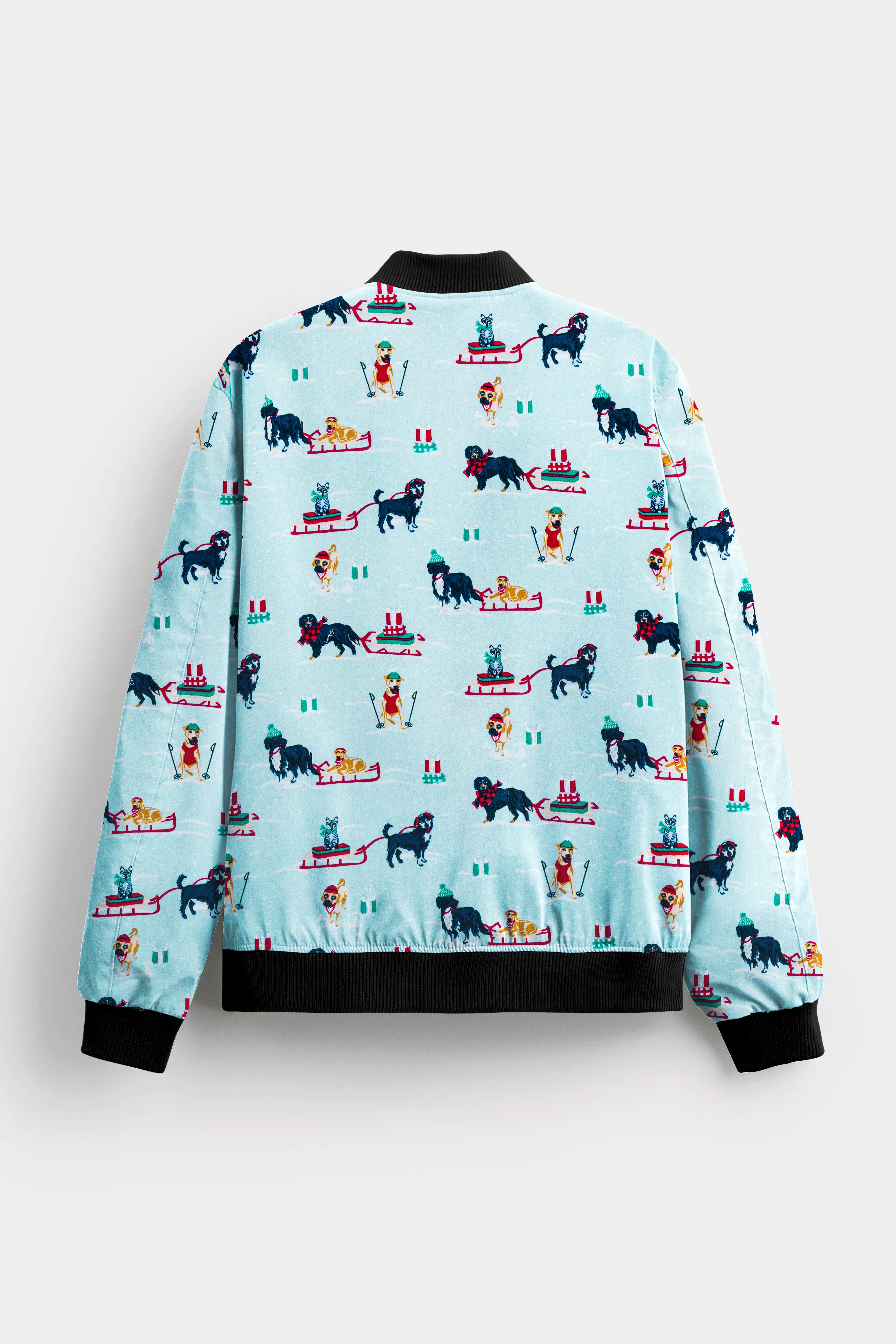 Iceberg Blue Dong Lovers Printed Flannel Premium Cotton Bomber Jacket