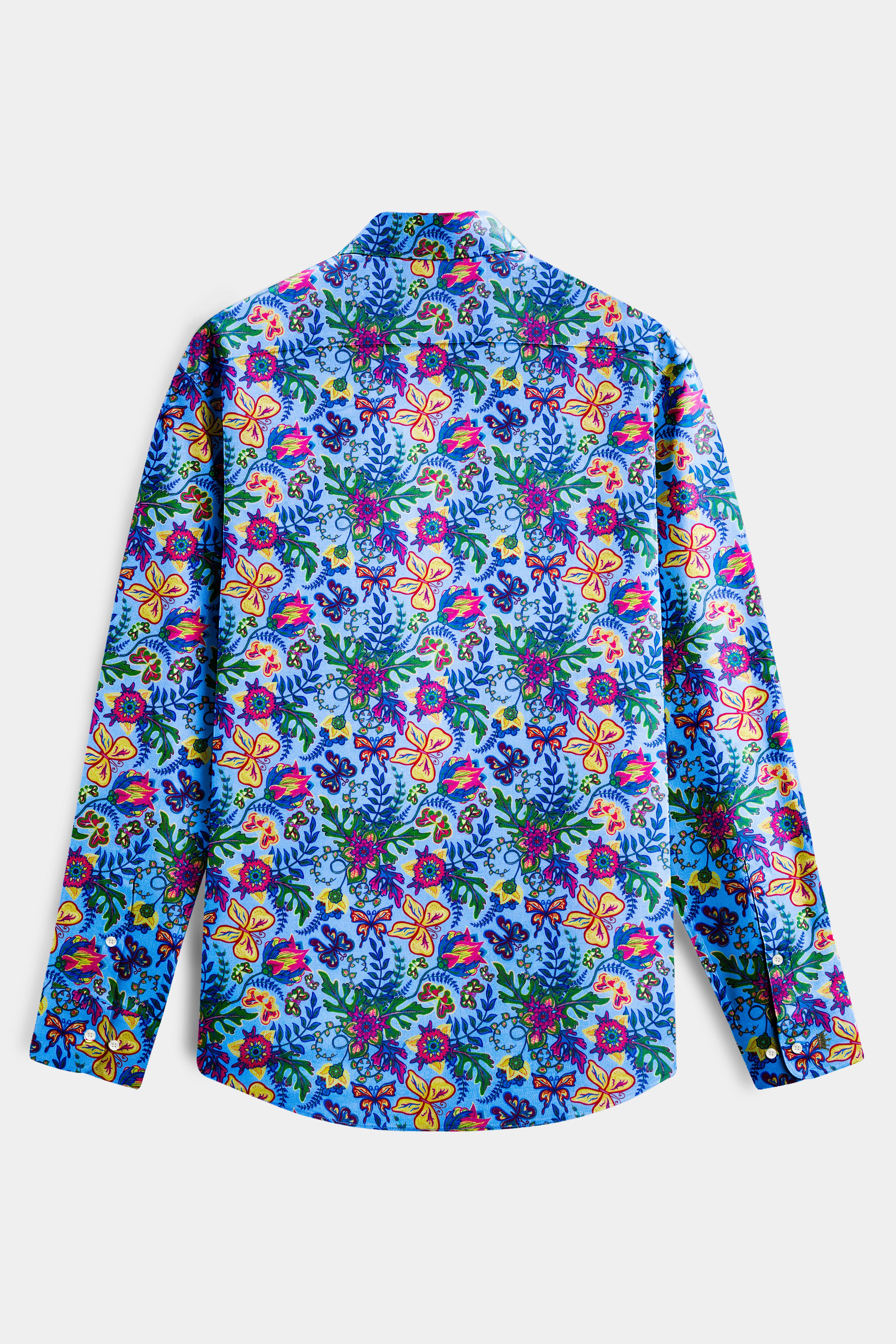 Cornflower Blue And Cabaret Red Multi Colour Subtle Sheen Super Soft Premium Cotton Shirt