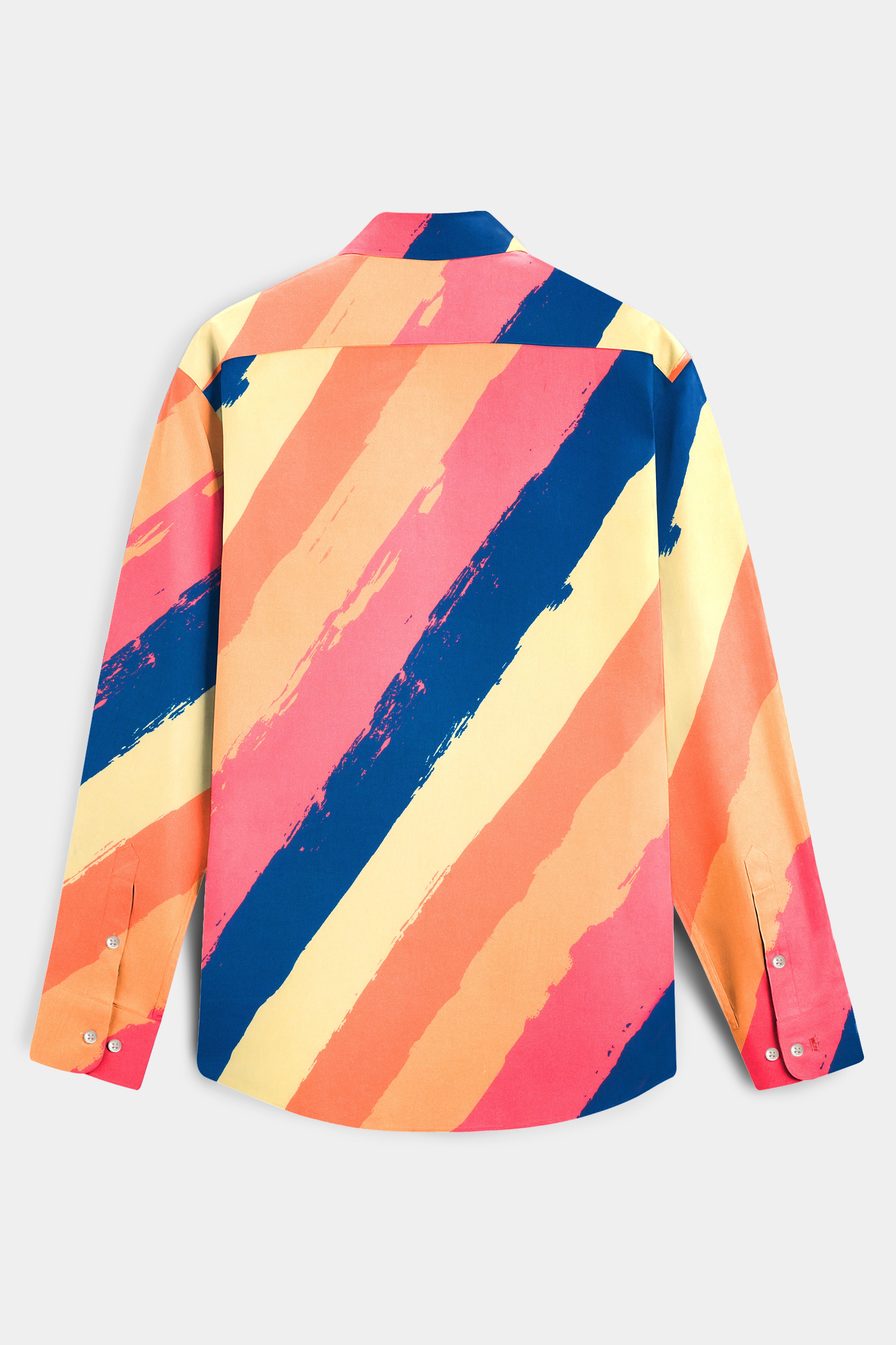 Geraldine Pink And Mania Cream Multi Colour Diagonal Stripes Super Soft Premium Cotton Shirt