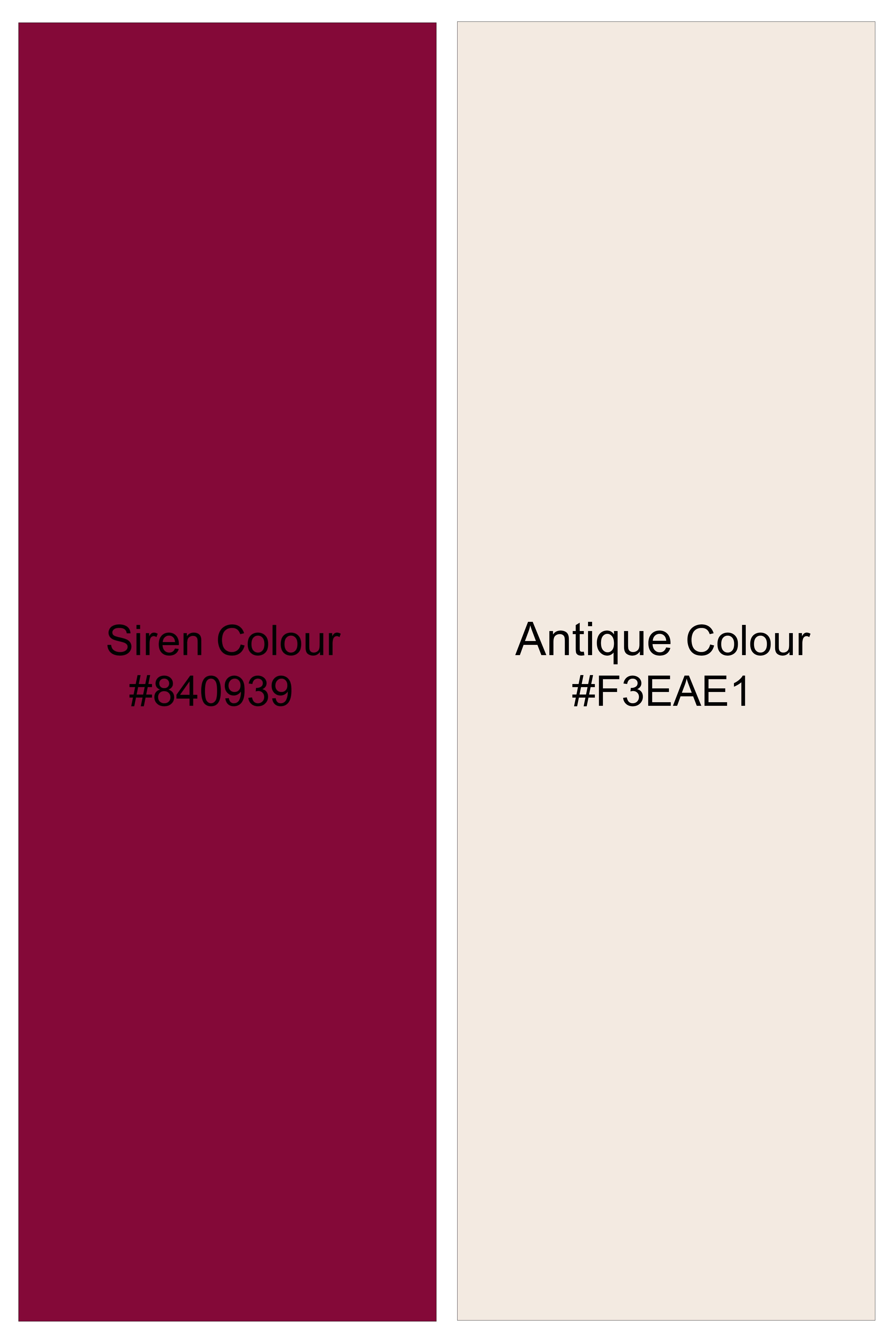 Siren Maroon And Antique Cream Map Printed Subtle Sheen Super Soft Premium Cotton Shirt