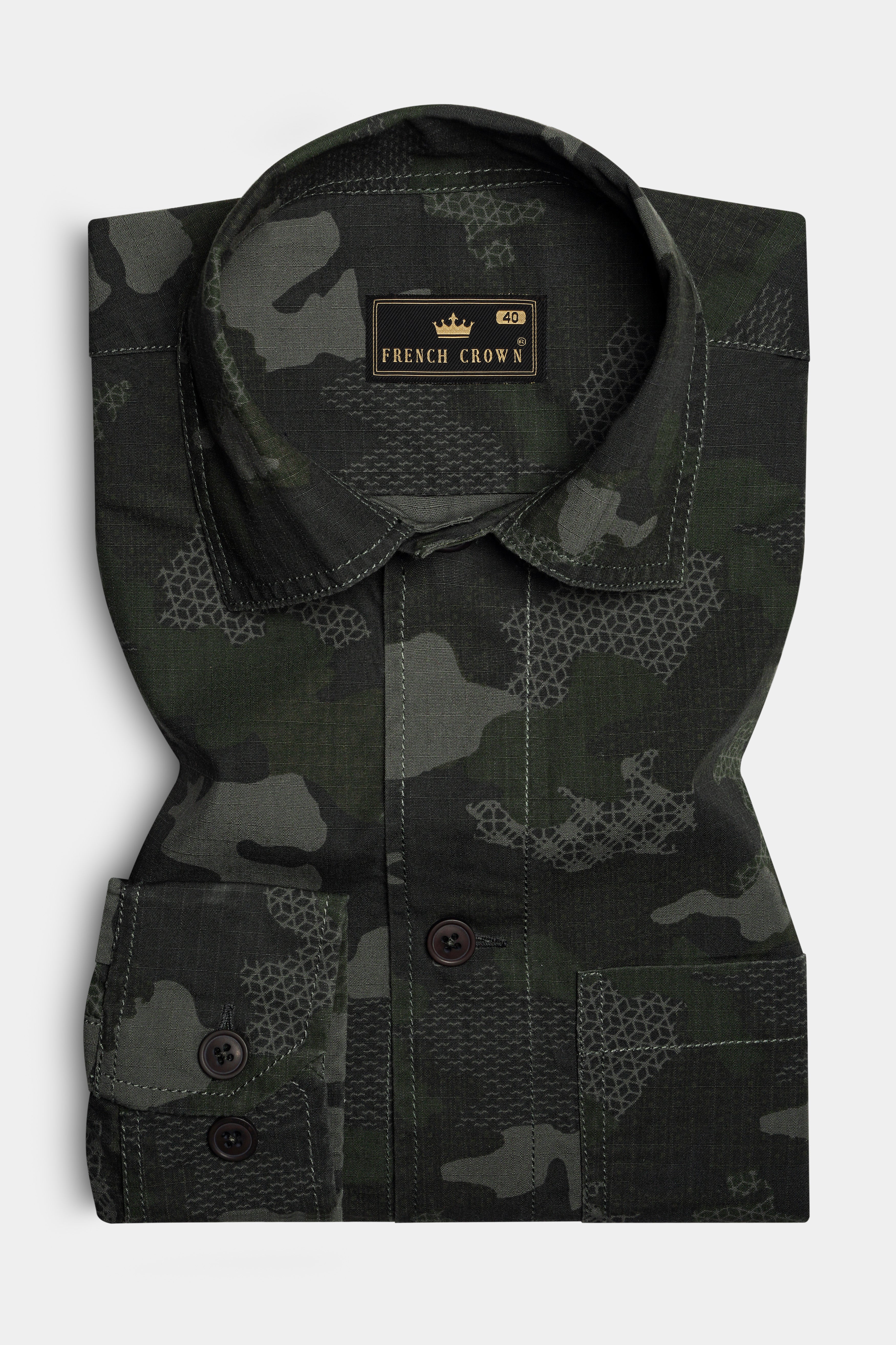 Brich Green And Filnt Gray Camouflage Military Prints Heavyweight Designer Overshirt/shacket