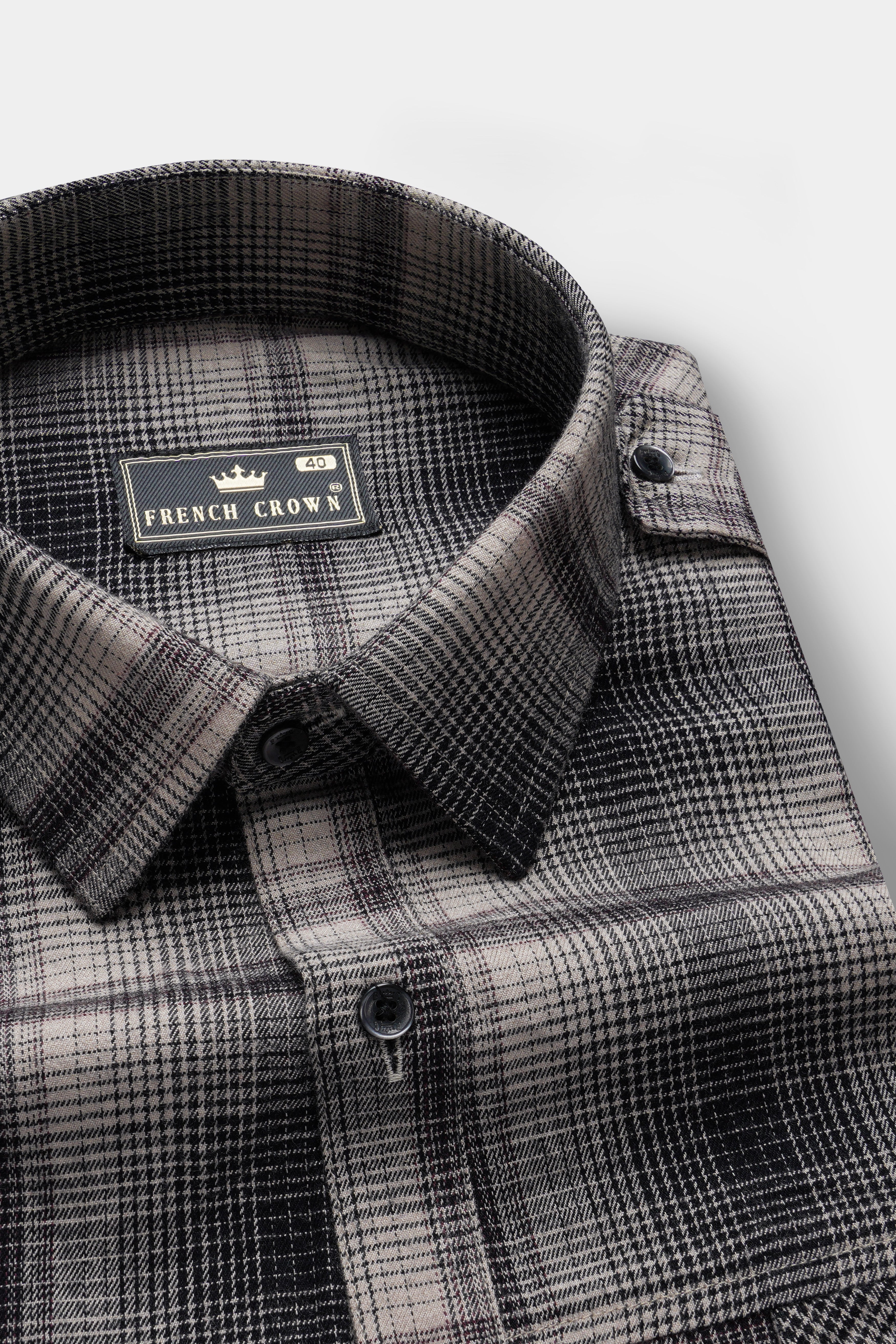 Iron cream And Jade Black Plaid Twill Premium Cotton Designer Shirt