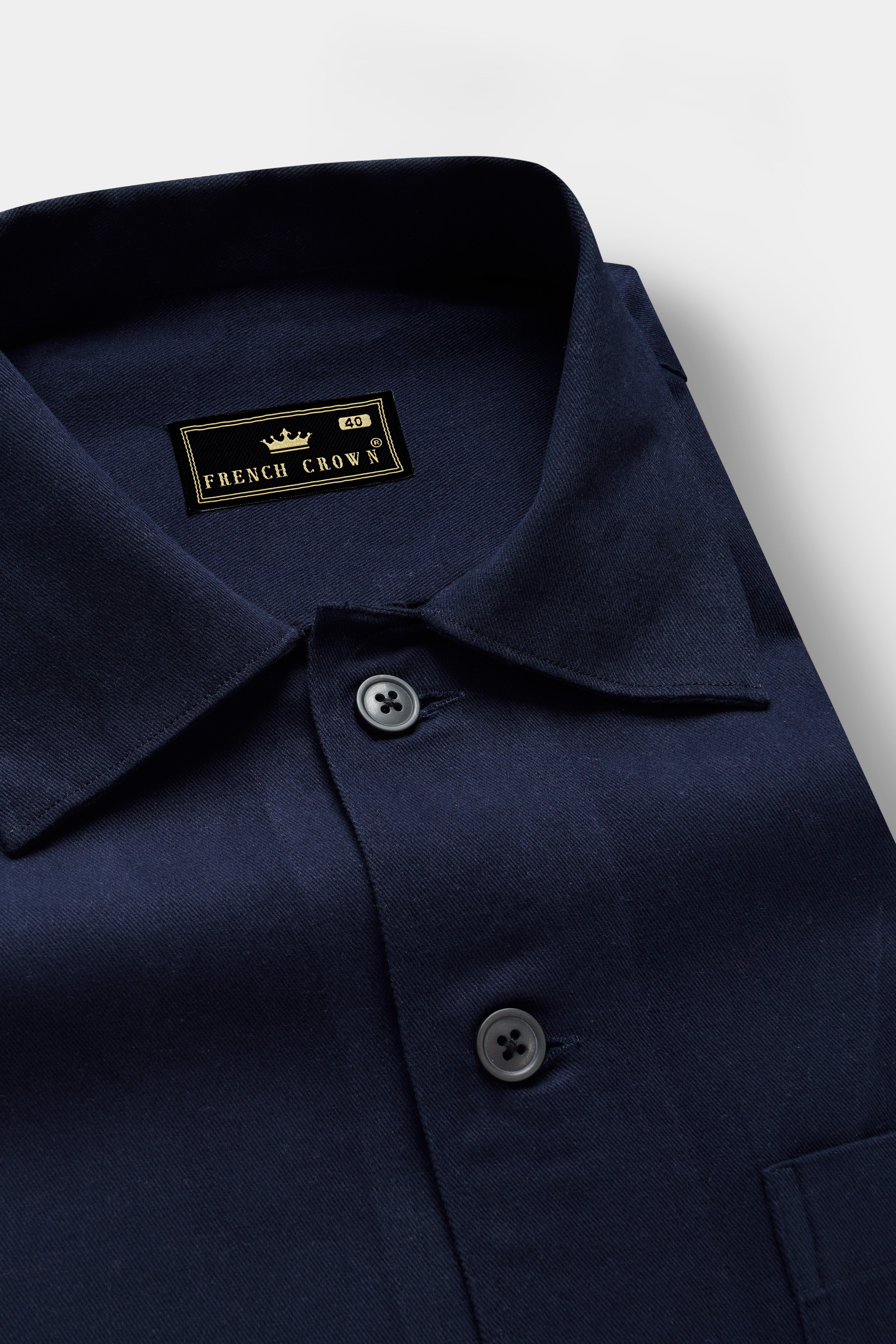 Midnight Blue Solid Heavyweight Twill Designer Overshirt/shacket