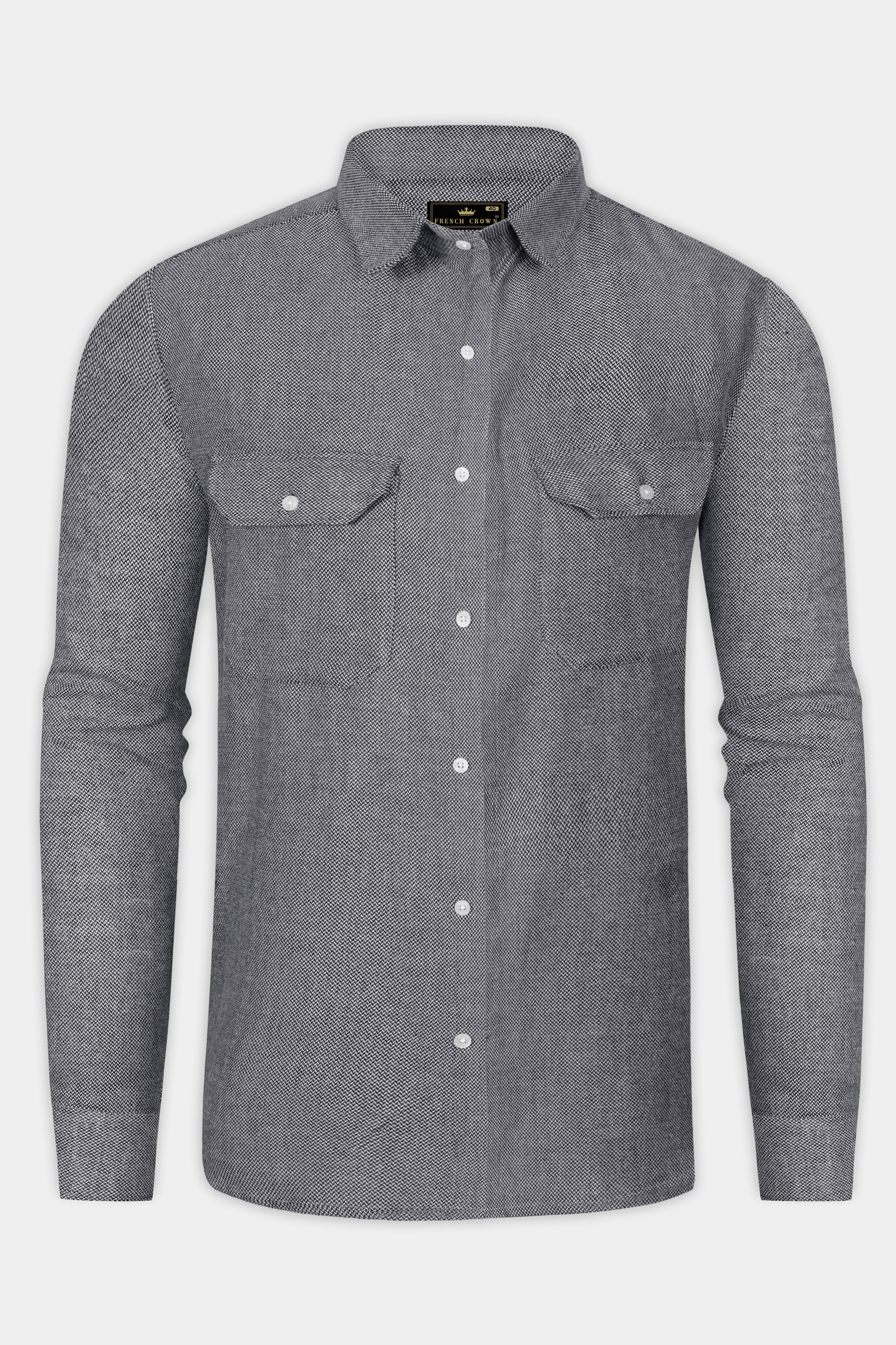 Koala Gray Textured Flannel Premium Cotton Overshirt/shacket