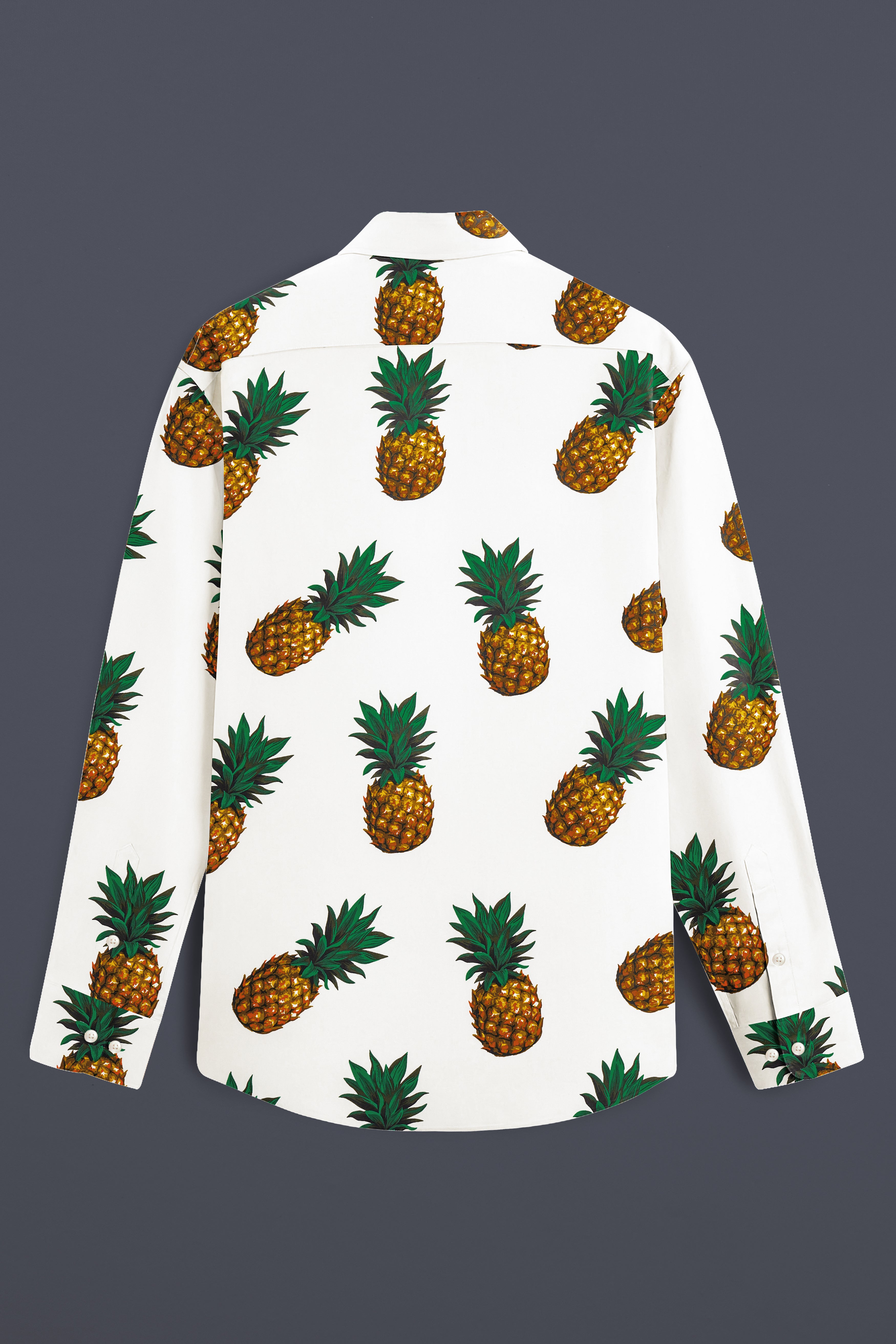 Pine Bliss-Off White Pineapple Printed Premium Cotton Shirt