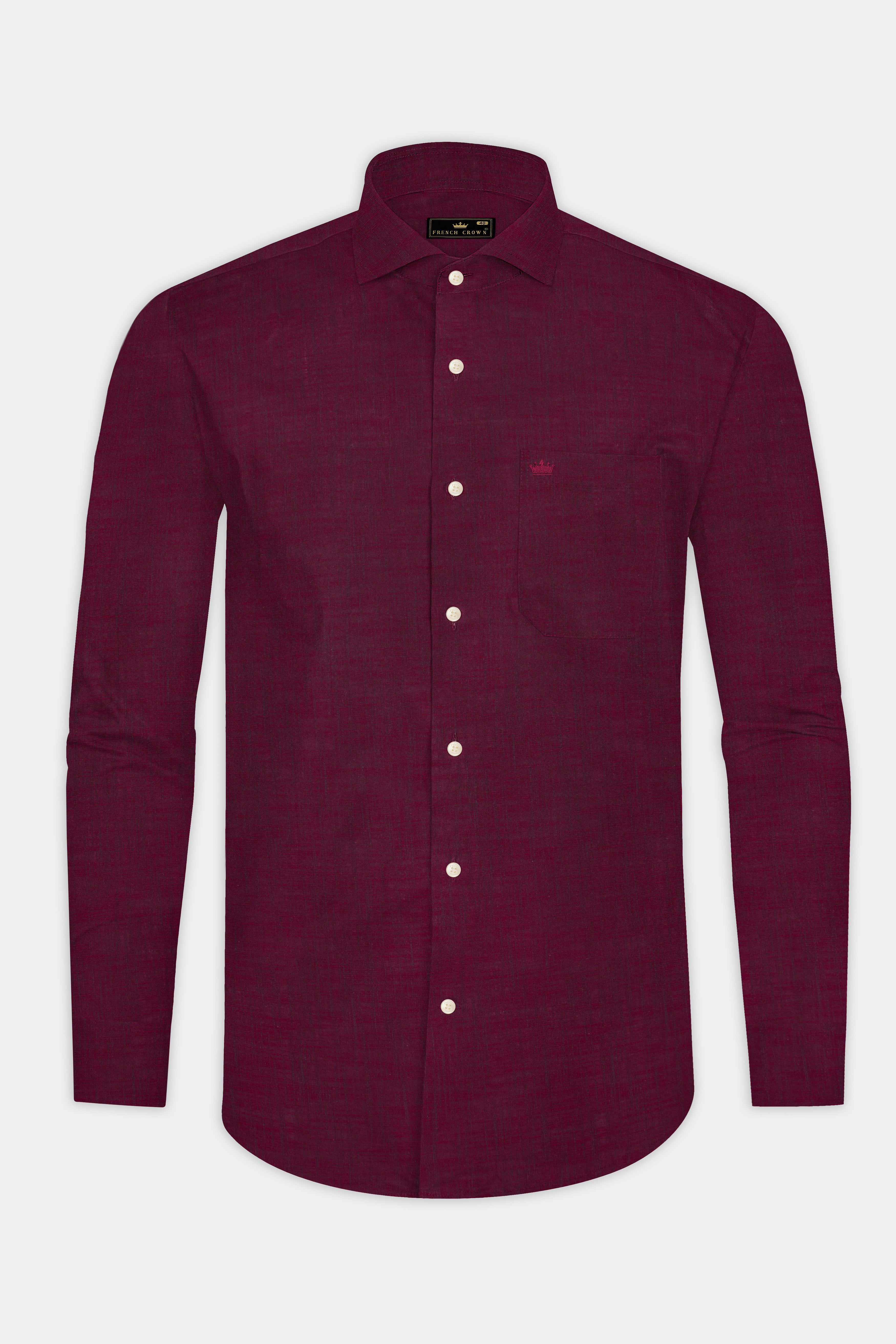 Crimsonite-Wine Berry Maroon Two Tone Chambray Textured Premium Cotton Shirt