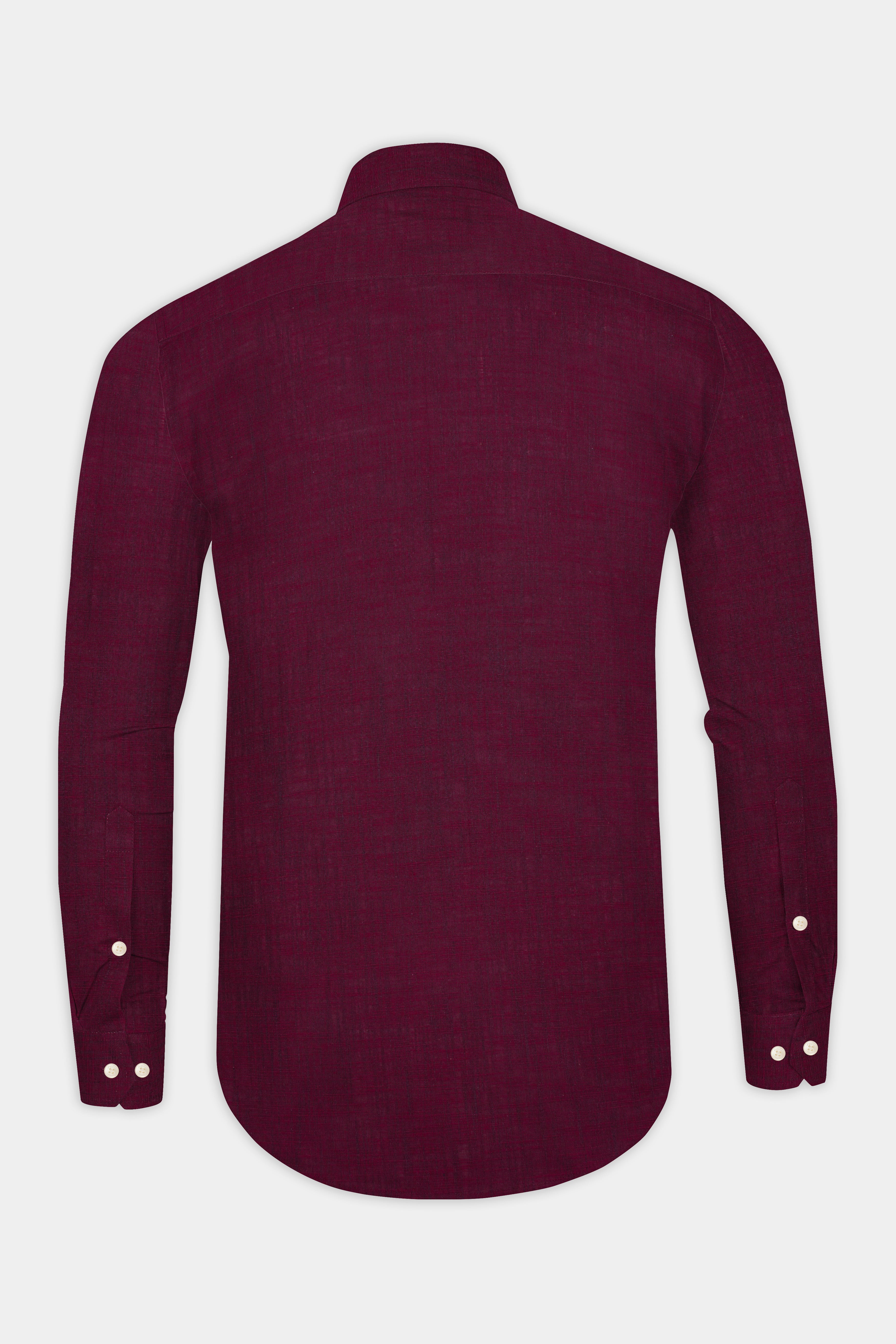 Crimsonite-Wine Berry Maroon Two Tone Chambray Textured Premium Cotton Shirt