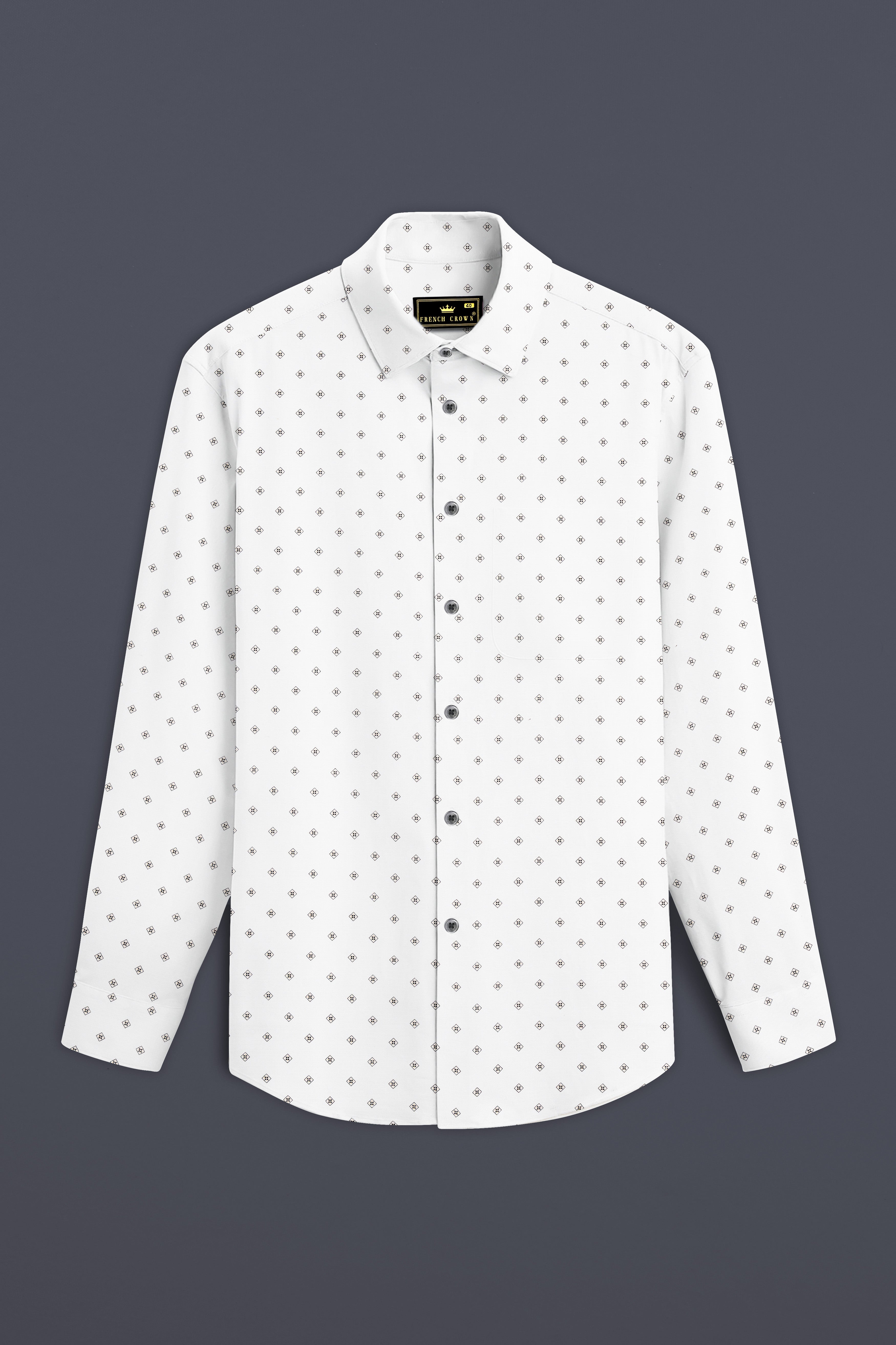 GizaPure-Bright White Dobby Textured Premium Giza Cotton Shirt