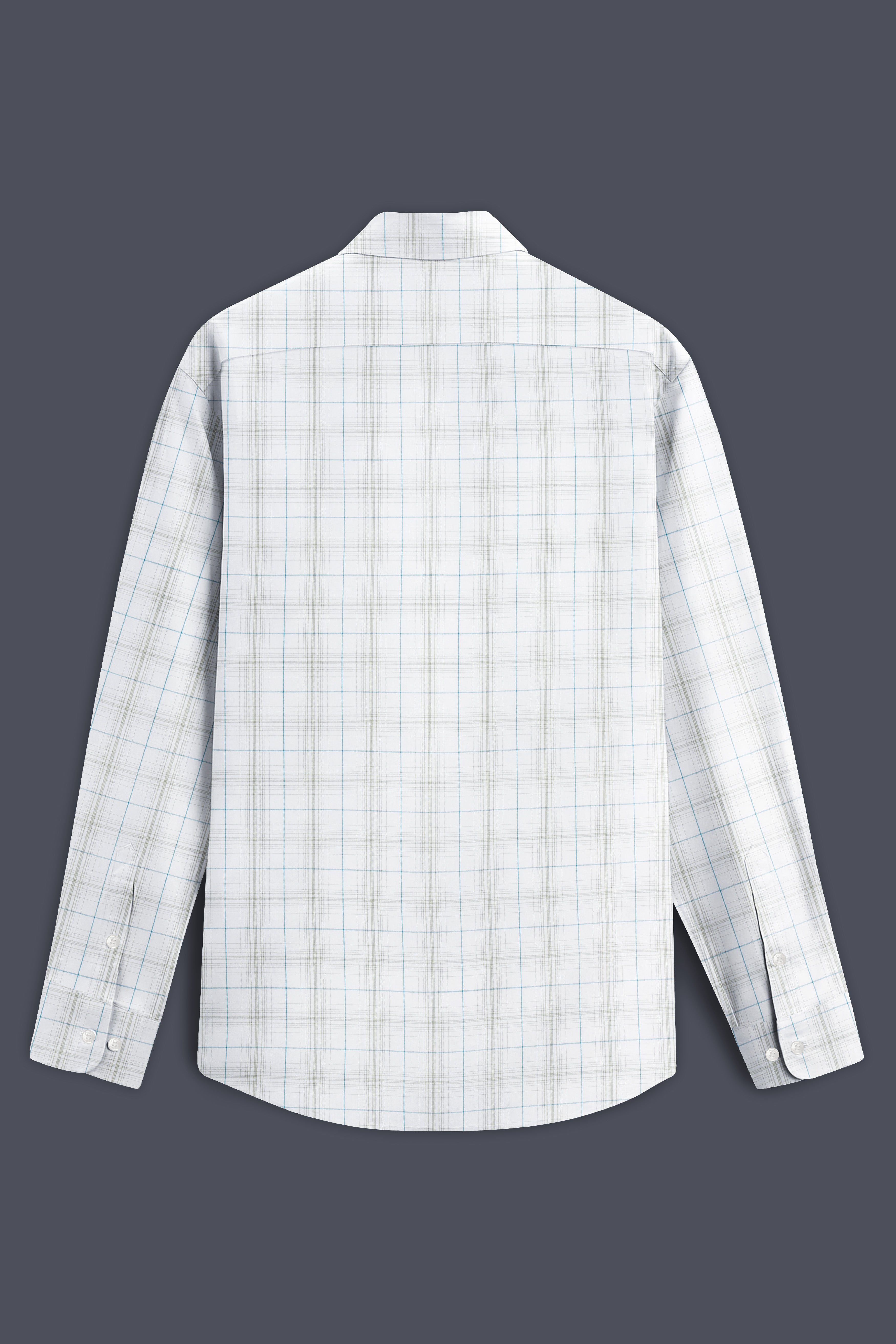 Skyline-Bright White And Eastern Blue Checks Plaid Super Soft Premium Cotton Shirt