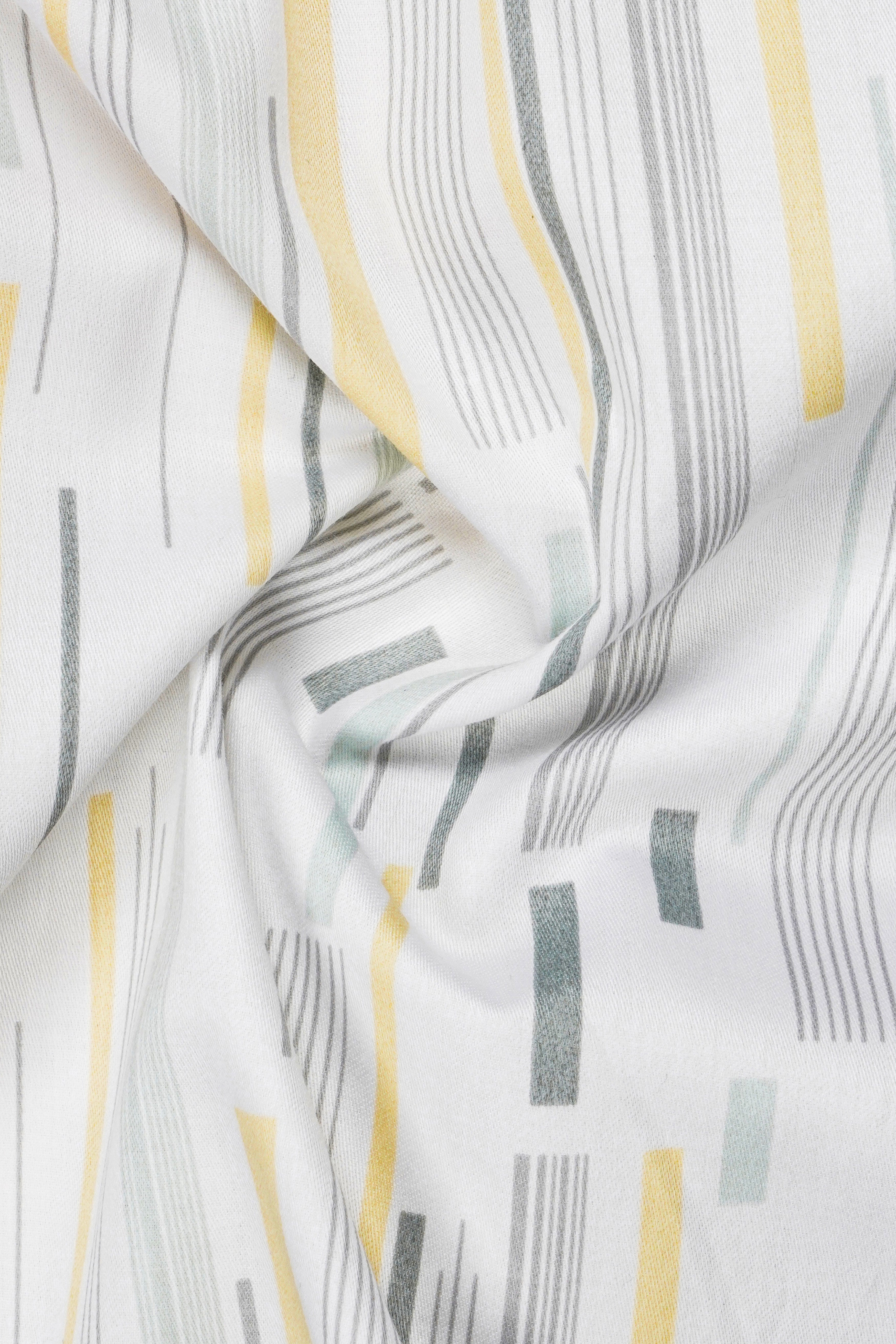 Golden Glow-Bright White And Harvest Yellow Printed Subtle Sheen Super Soft Premium Cotton Shirt