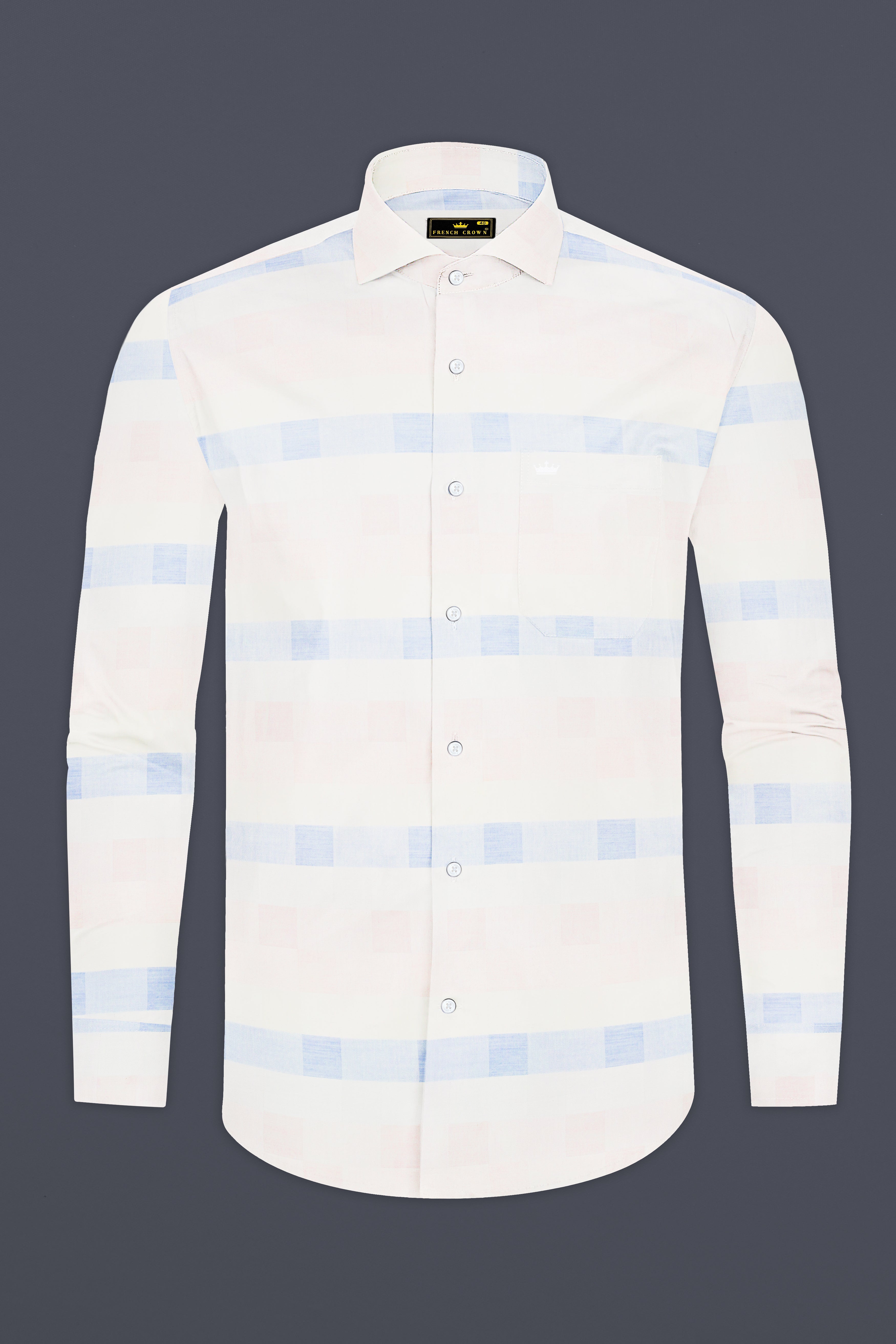 Blushwave-Lace Pink And Casper Blue Jacquard Textured Premium Cotton Shirt