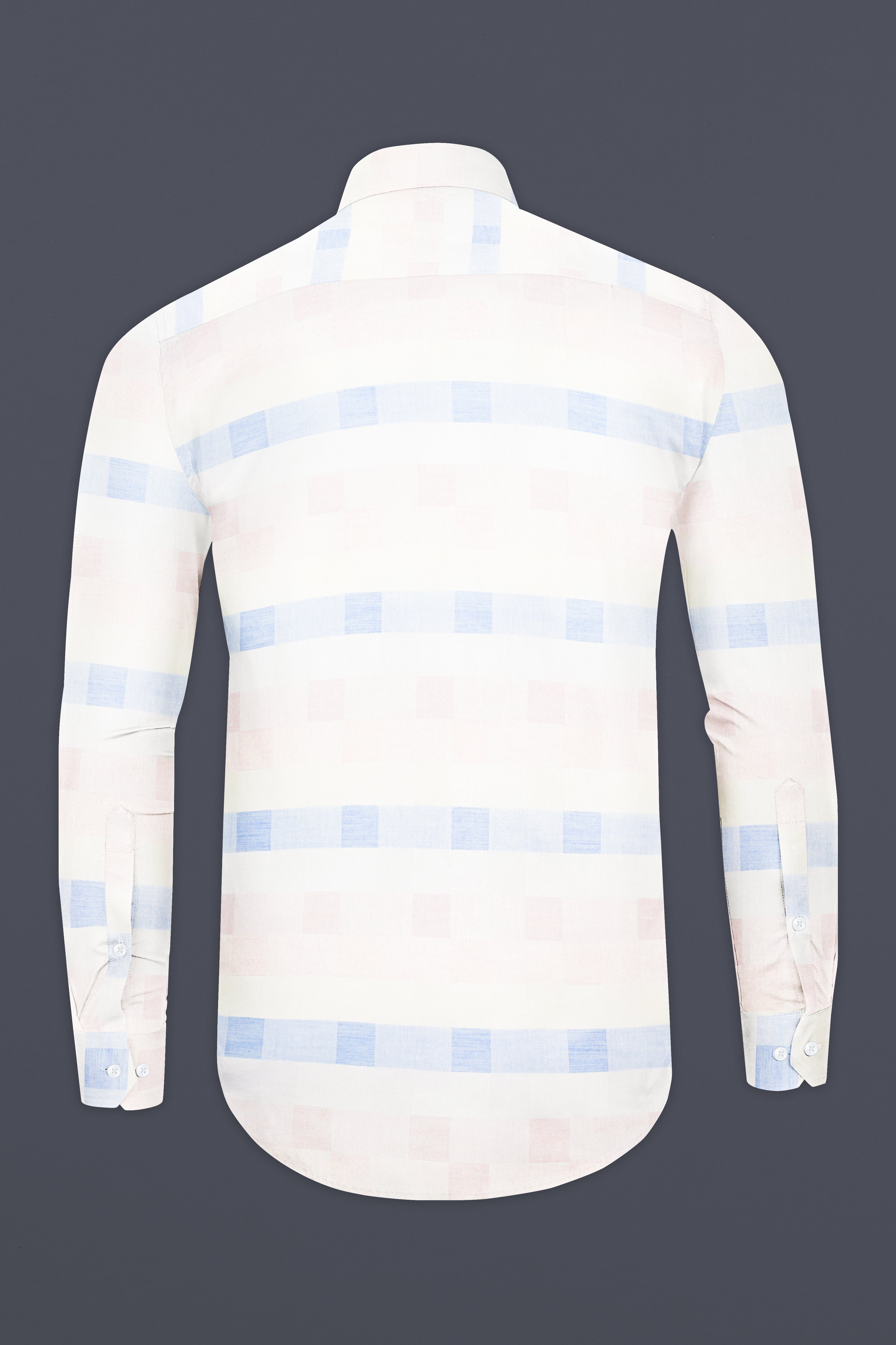 Blushwave-Lace Pink And Casper Blue Jacquard Textured Premium Cotton Shirt