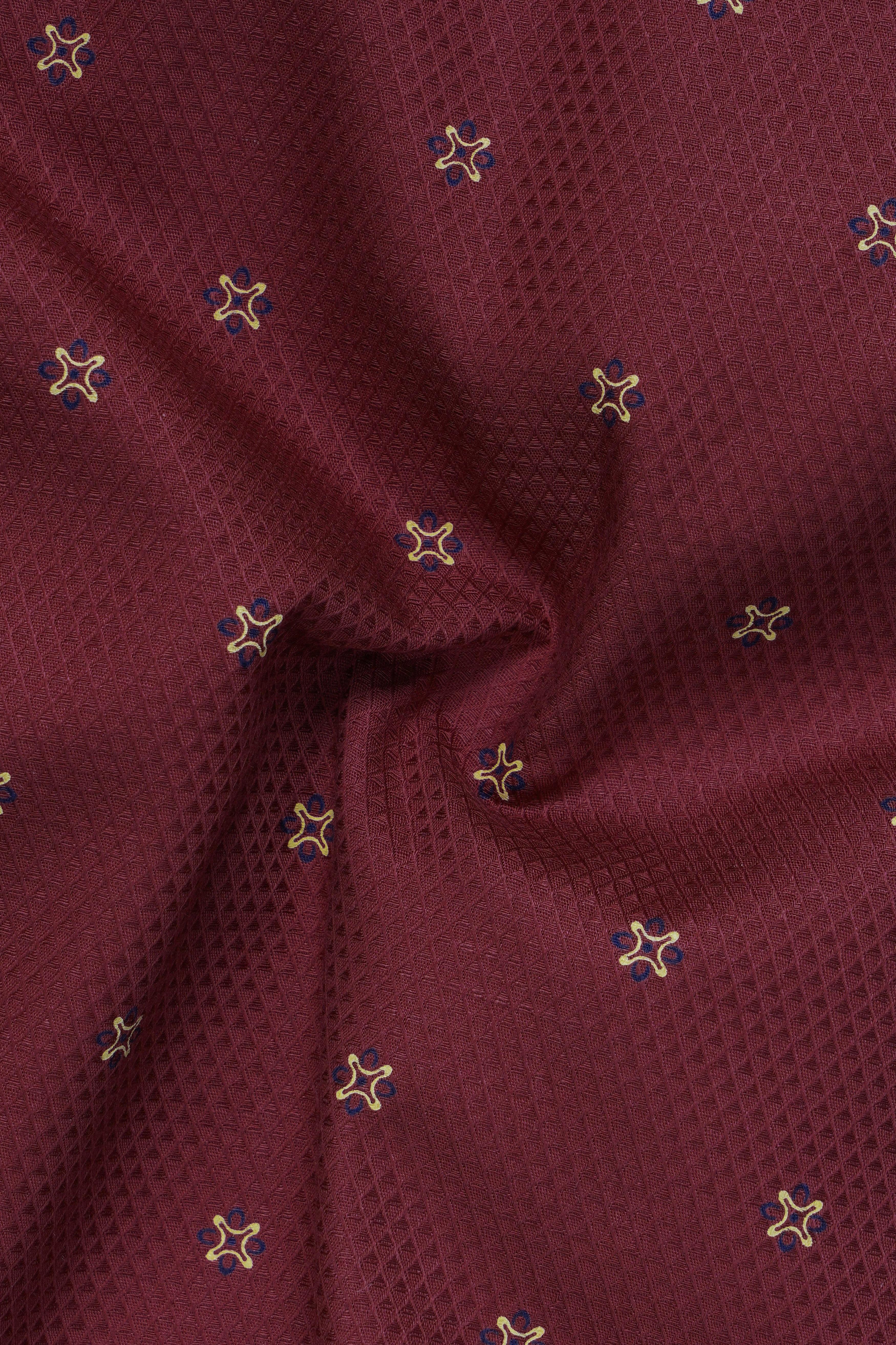 Autumn Ember-Russett Maroon Dobby Textured Premium Giza Cotton Shirt